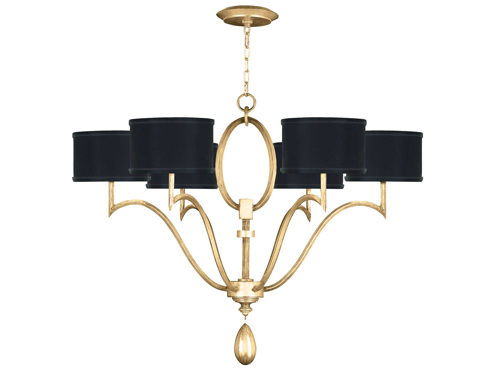 Fine Art Handcrafted Lighting Allegretto 6-Light Gold Leaf Candelabra Drum Chandelier