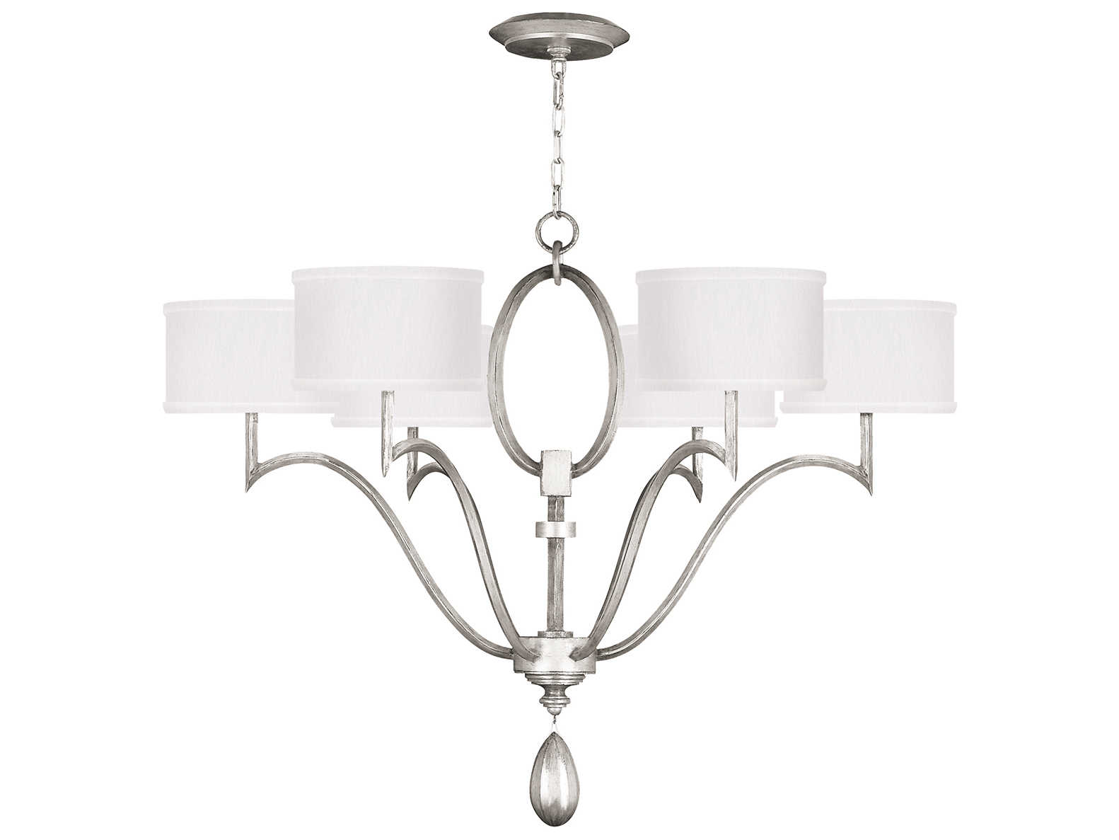 Fine Art Handcrafted Lighting Allegretto 6-Light Silver Leaf Candelabra Drum Tiered Chandelier