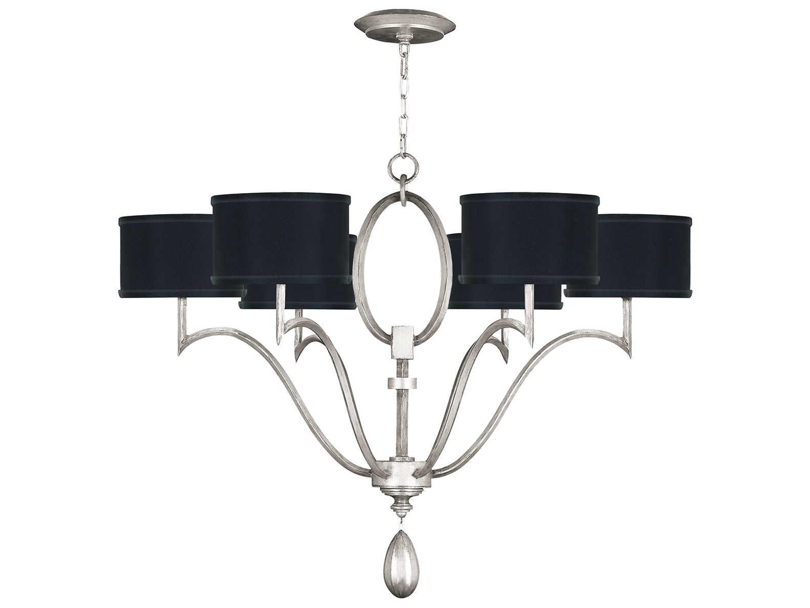 Fine Art Handcrafted Lighting Allegretto 6-Light Silver Leaf Candelabra Drum Chandelier