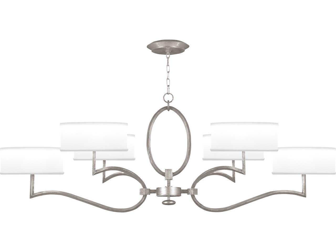 Fine Art Handcrafted Lighting Allegretto 6-Light Silver Leaf Drum Island Pendant