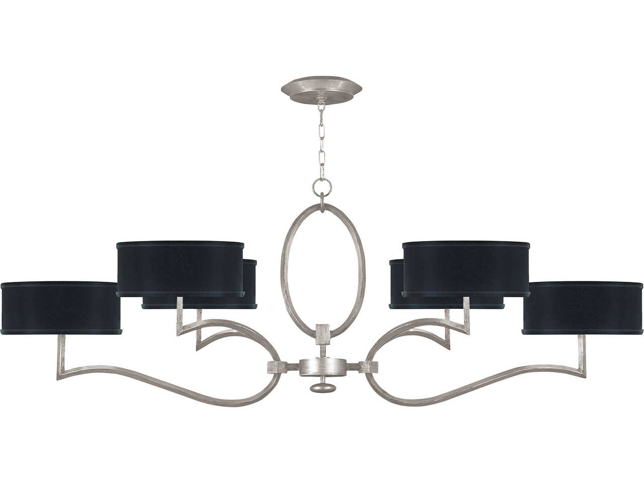 Fine Art Handcrafted Lighting Allegretto 6-Light Silver Leaf Drum Island Pendant