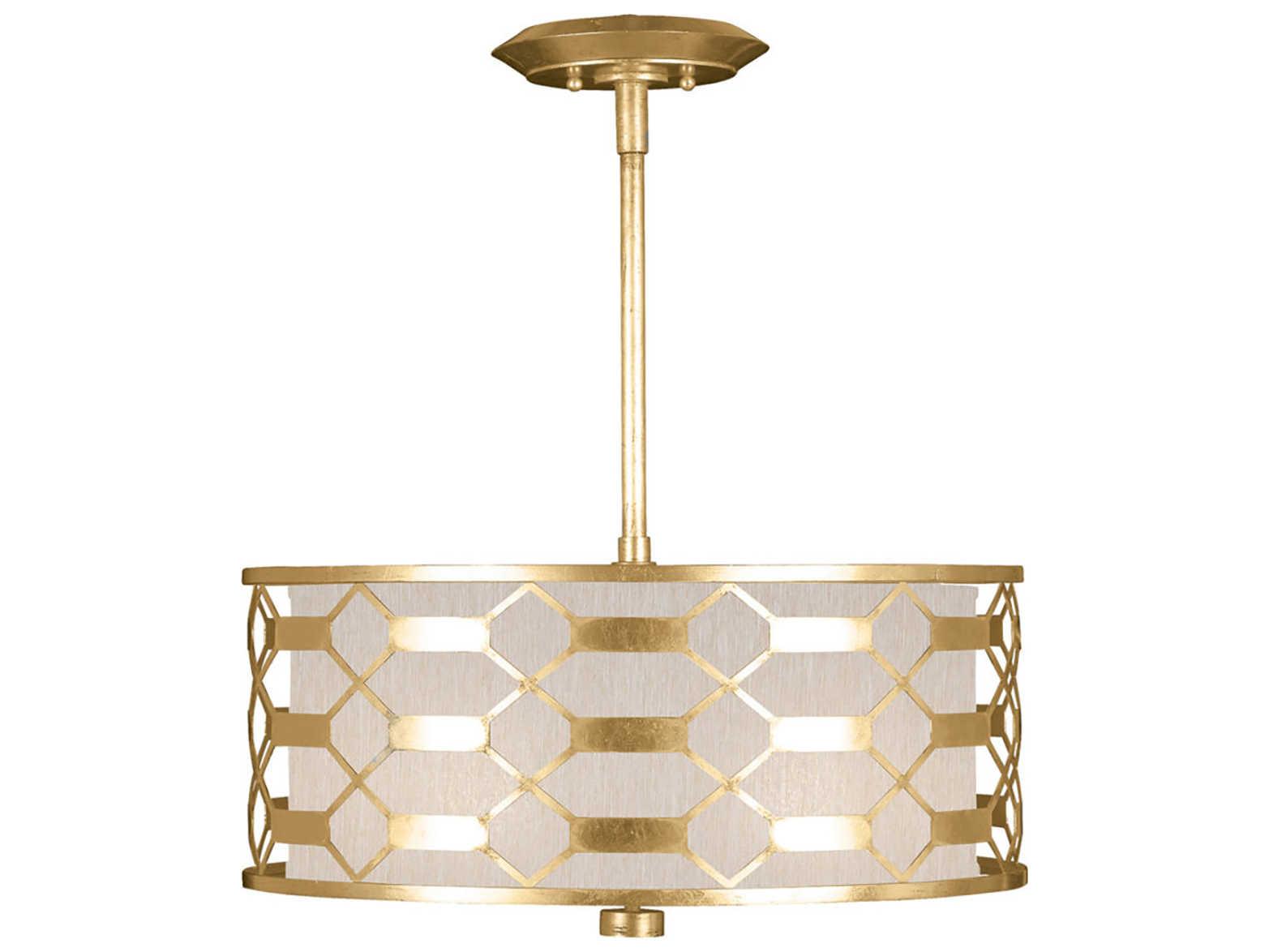 Fine Art Handcrafted Lighting Allegretto 3-Light Gold Leaf Drum Pendant