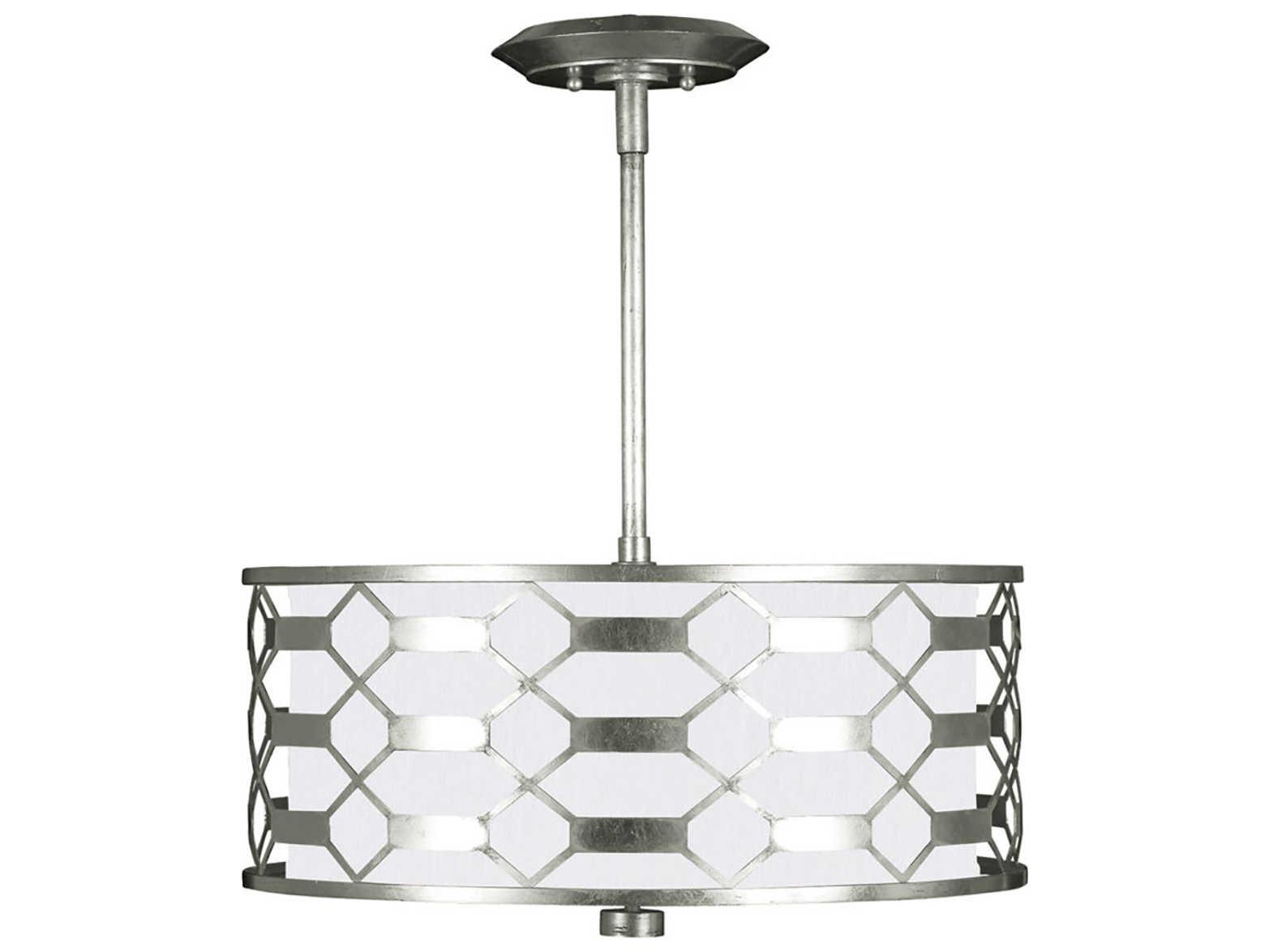 Fine Art Handcrafted Lighting Allegretto 3-Light Silver Leaf Drum Pendant