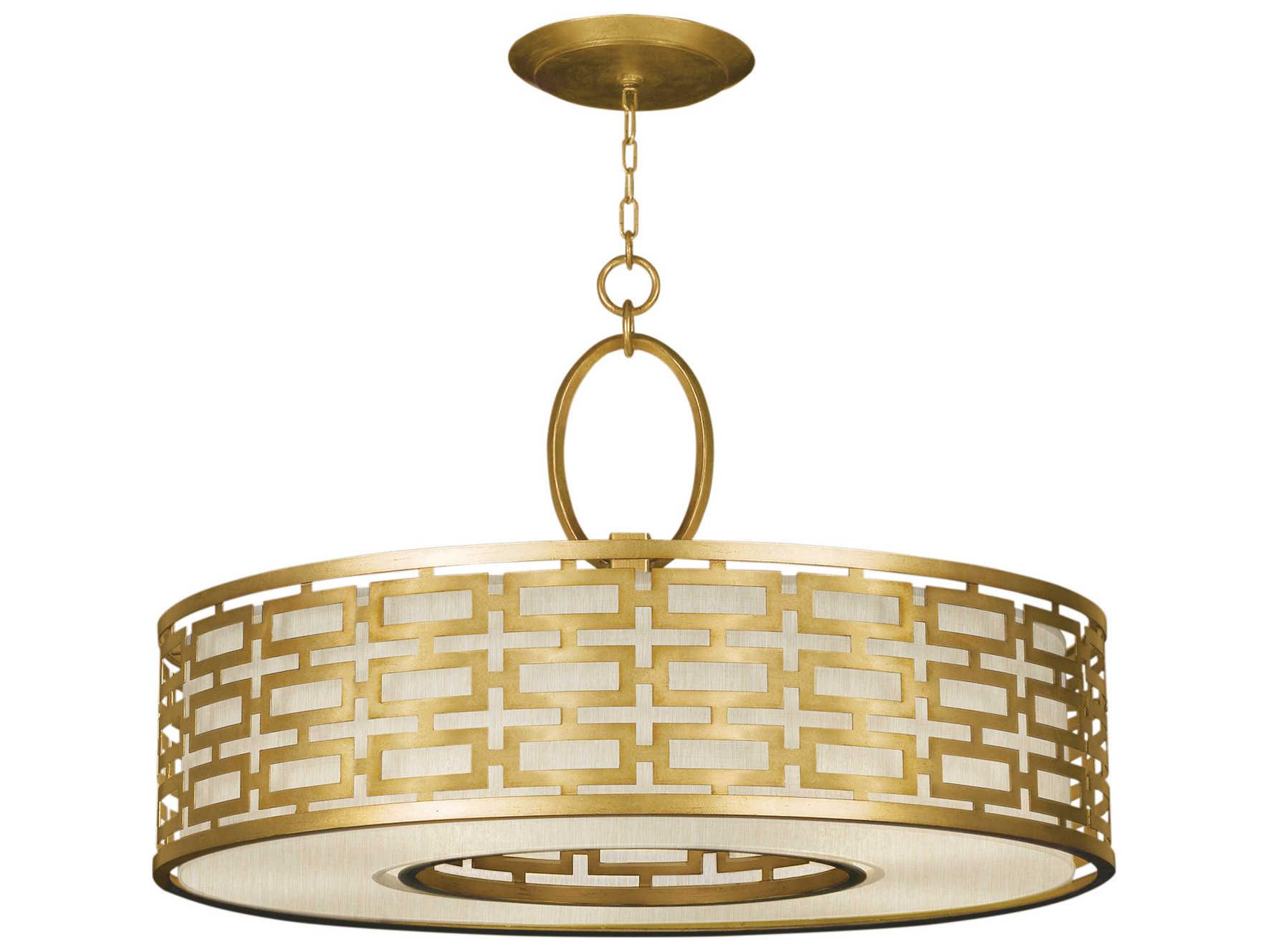 Fine Art Handcrafted Lighting Allegretto 5-Light Gold Leaf Drum Pendant