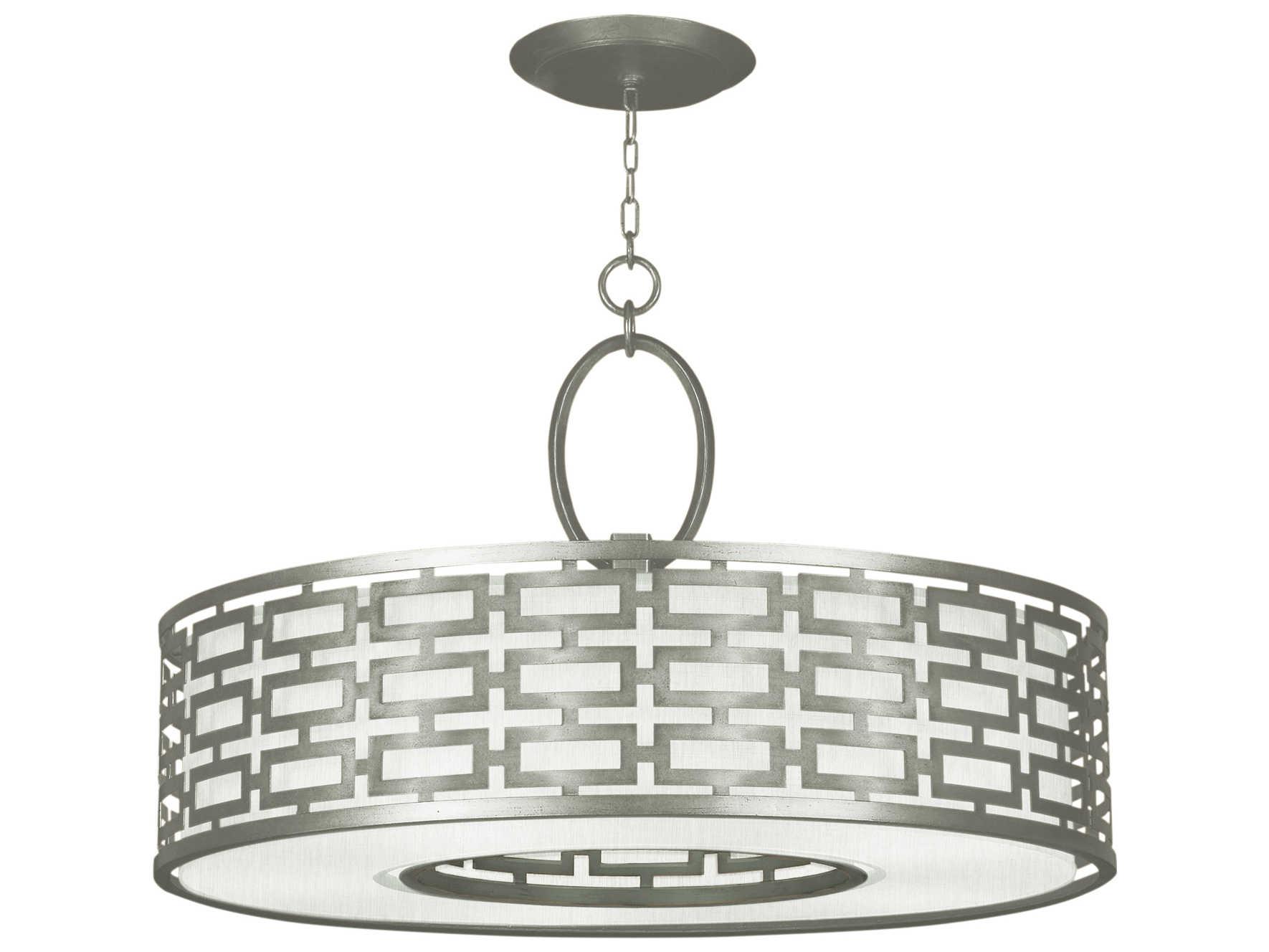 Fine Art Handcrafted Lighting Allegretto 5-Light Silver Leaf Drum Pendant