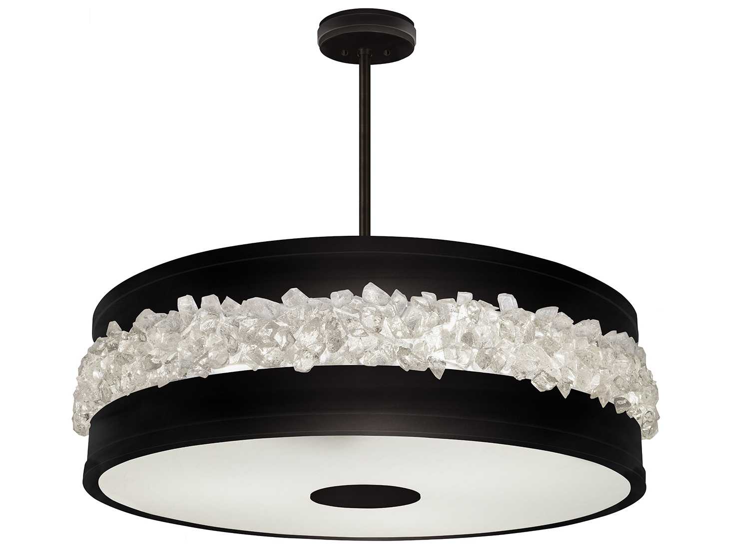 Fine Art Handcrafted Lighting Arctic Halo 3-Light Black Crystal Glass Drum Pendant