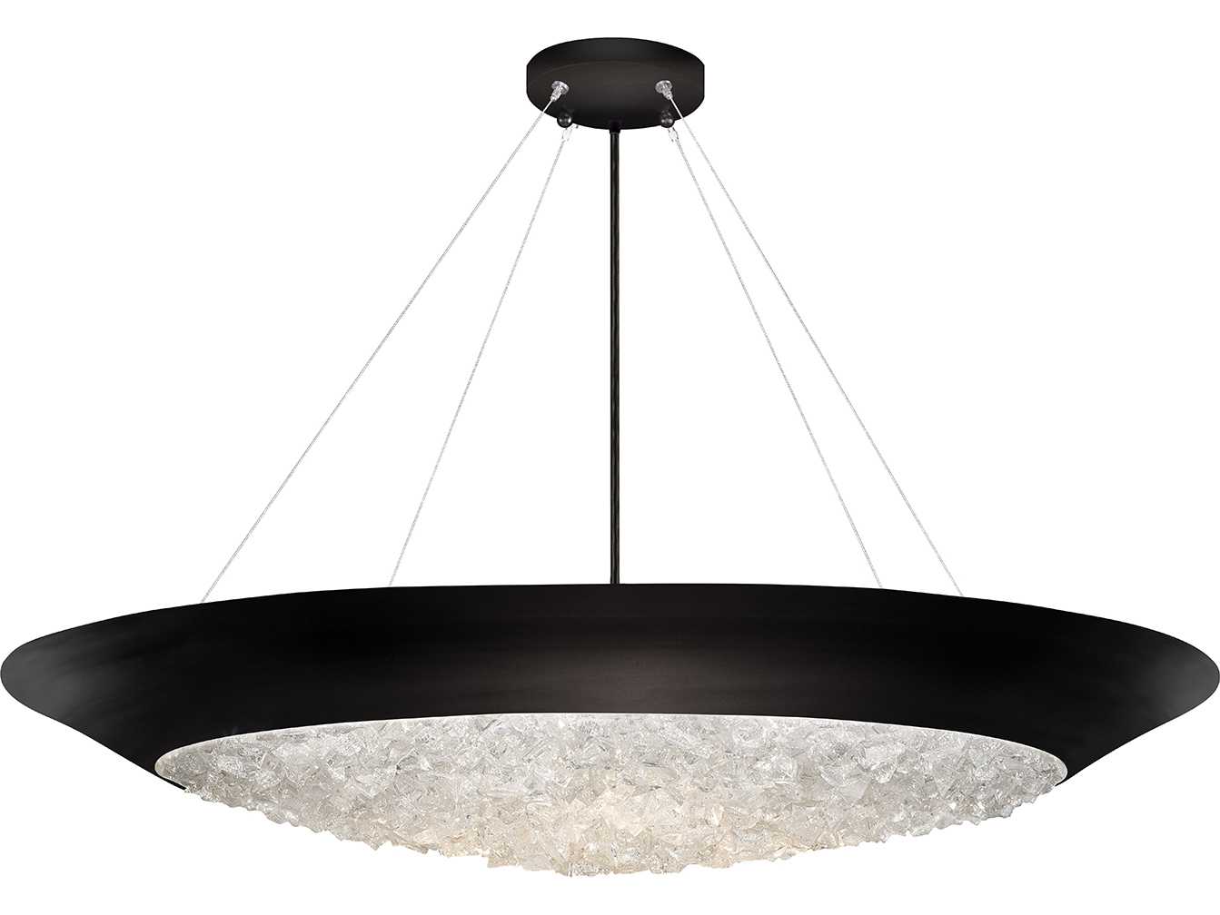 Fine Art Handcrafted Lighting Arctic Halo 3-Light Black Crystal Glass Bowl Pendant