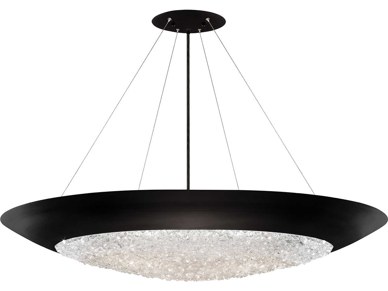 Fine Art Handcrafted Lighting Arctic Halo 3-Light Black Crystal Glass Bowl Pendant