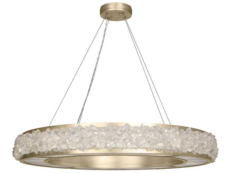 Fine Art Handcrafted Lighting Arctic Halo 16-Light Champagne Tinted Gold Leaf Crystal Glass Pendant