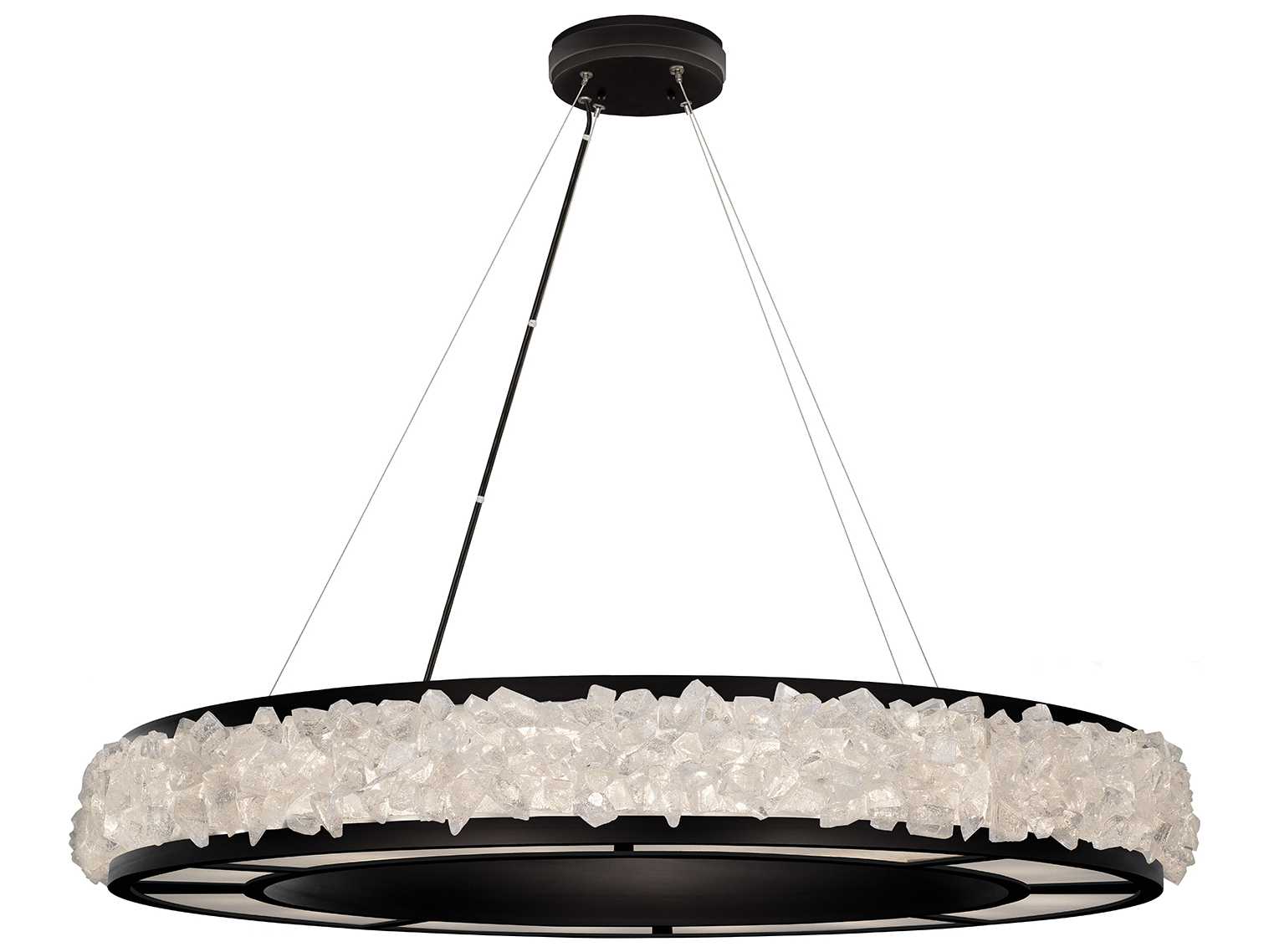 Fine Art Handcrafted Lighting Arctic Halo 16-Light Black Crystal Glass Pendant