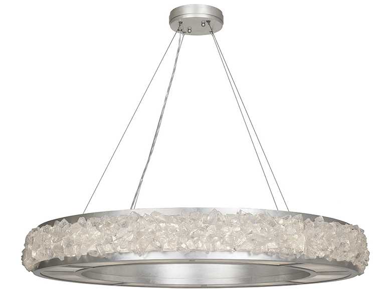 Fine Art Handcrafted Lighting Arctic Halo 16-Light Silver Leaf Crystal Glass Cylinder Pendant