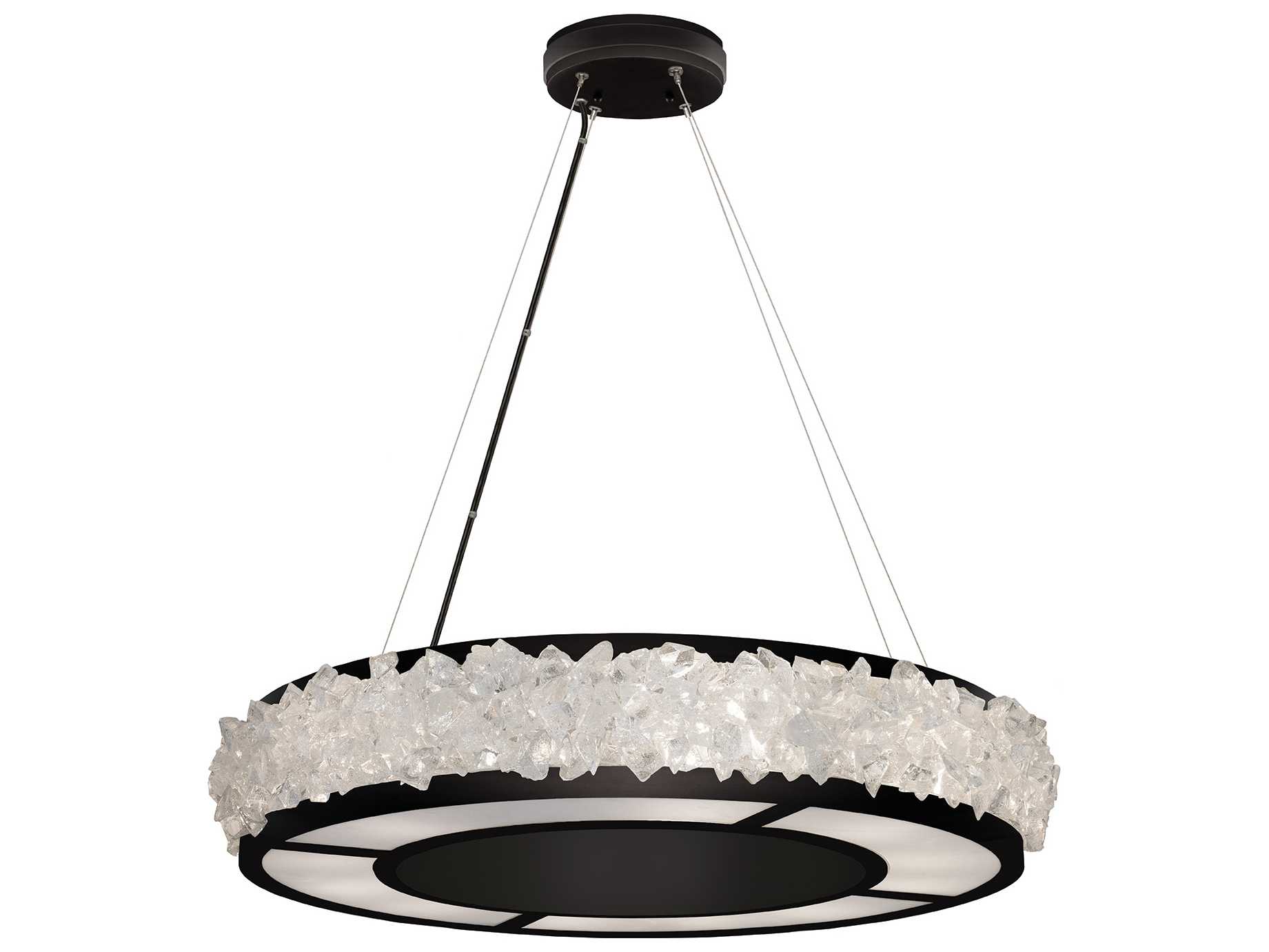 Fine Art Handcrafted Lighting Arctic Halo 12-Light Black Crystal Glass Pendant