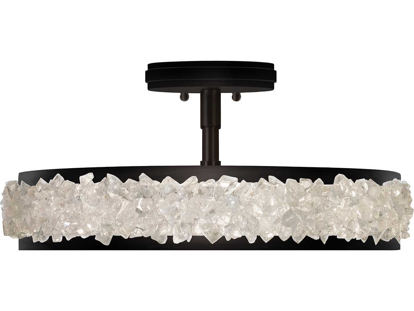 Fine Art Handcrafted Lighting Arctic Halo Matte Black Crystal Glass Semi Flush Mount