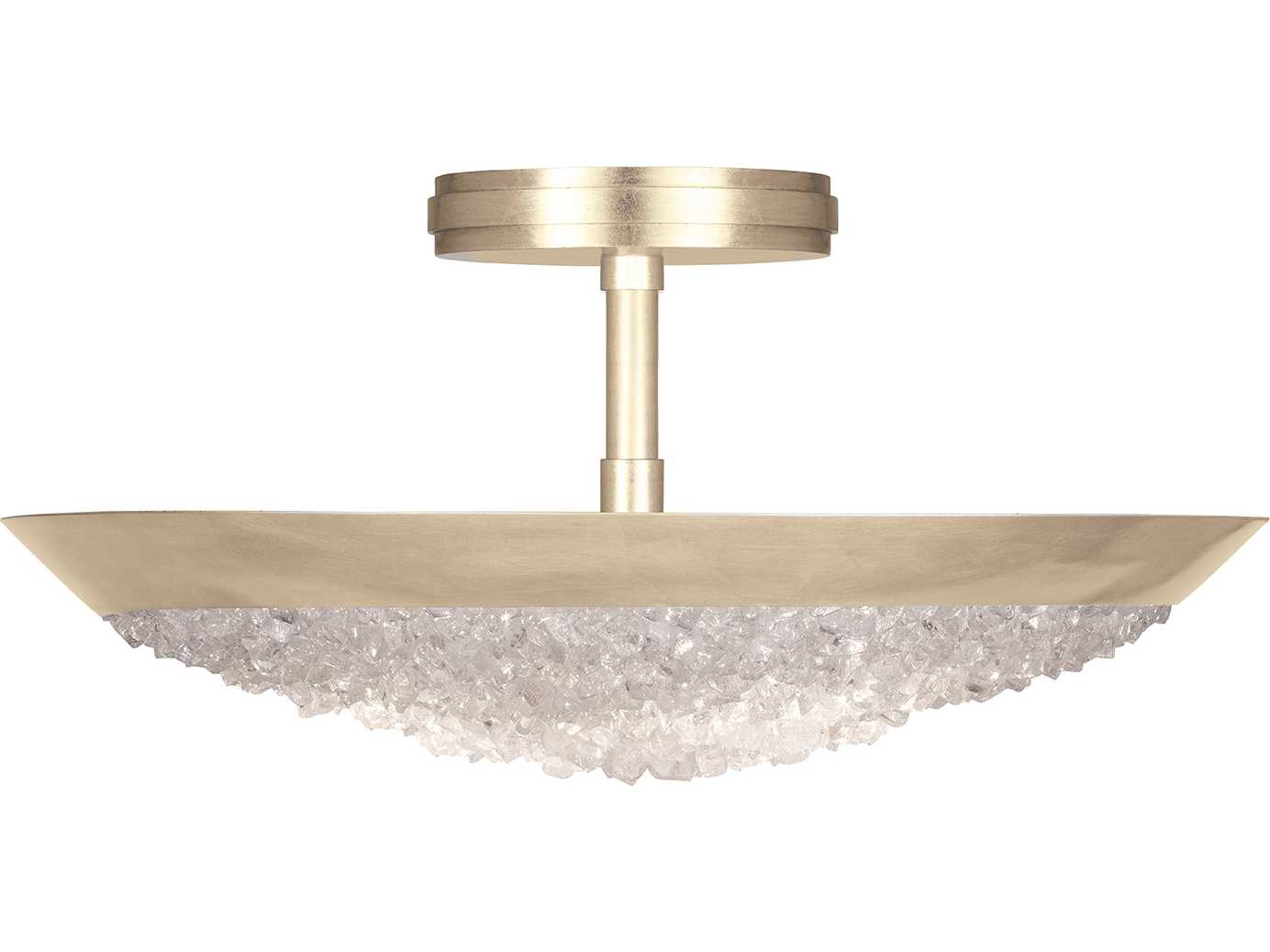 Fine Art Handcrafted Lighting Arctic Halo Champagne Tinted Gold Crystal Glass Bowl Semi Flush Mount