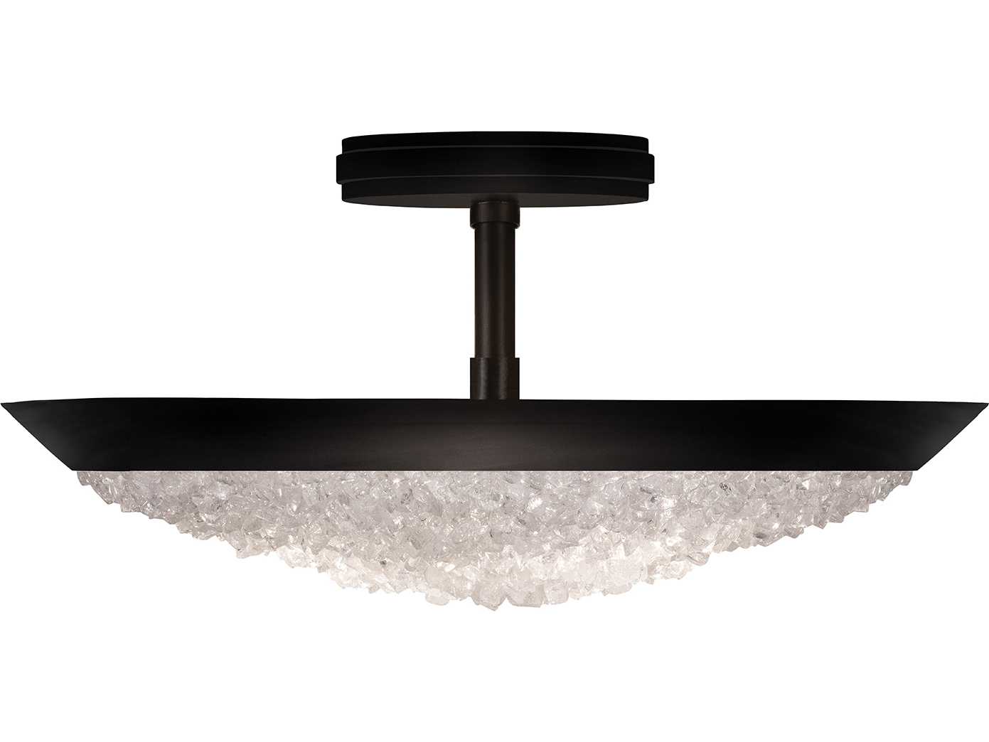 Fine Art Handcrafted Lighting Arctic Halo Matte Black Crystal Glass Bowl Semi Flush Mount