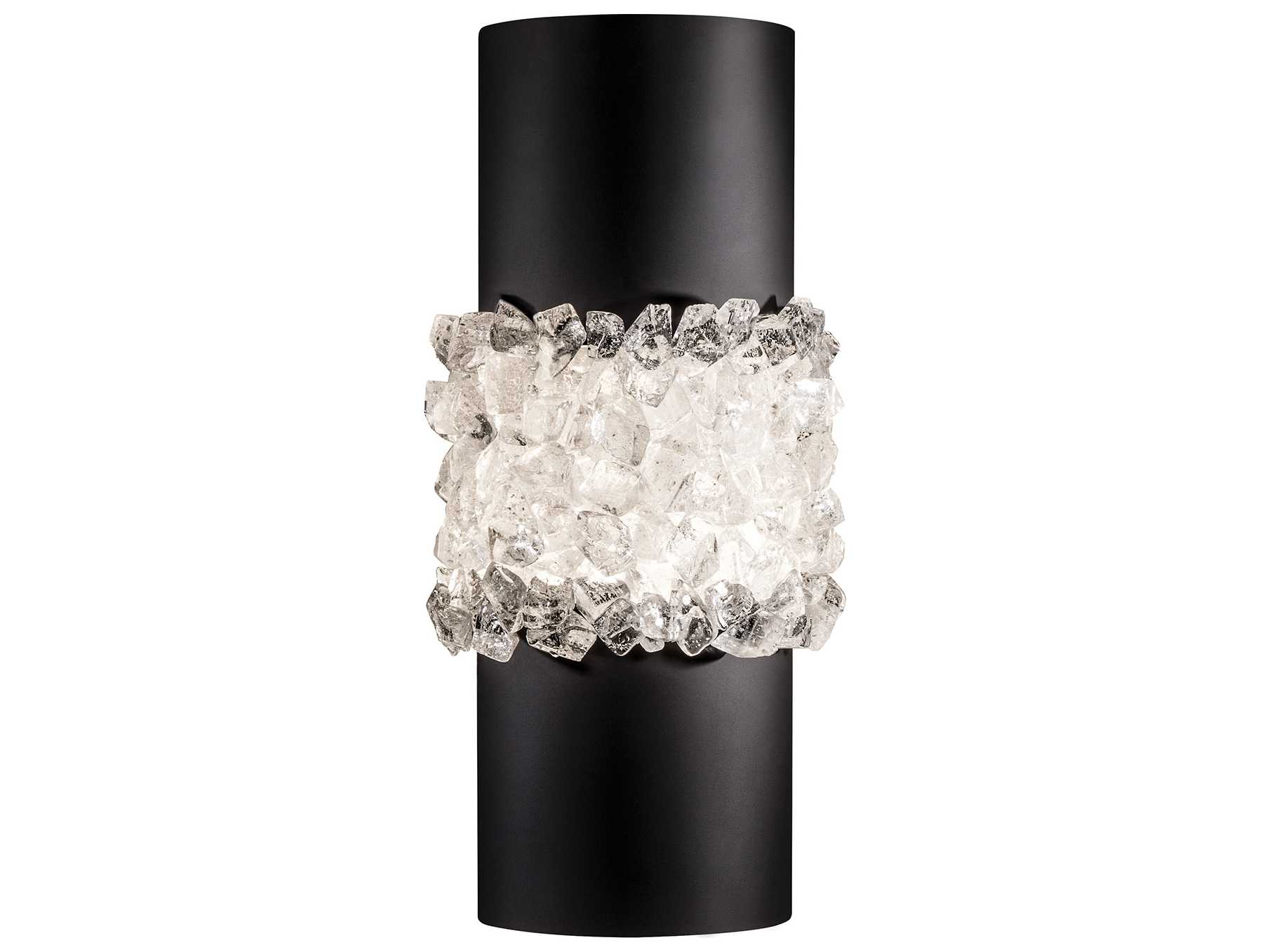 Fine Art Handcrafted Lighting Arctic Halo Matte Black Crystal Glass Wall Sconce