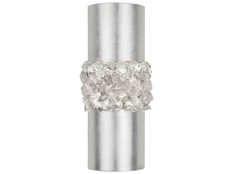Fine Art Handcrafted Lighting Arctic Halo Platinized Silver Leaf Crystal Glass Wall Sconce
