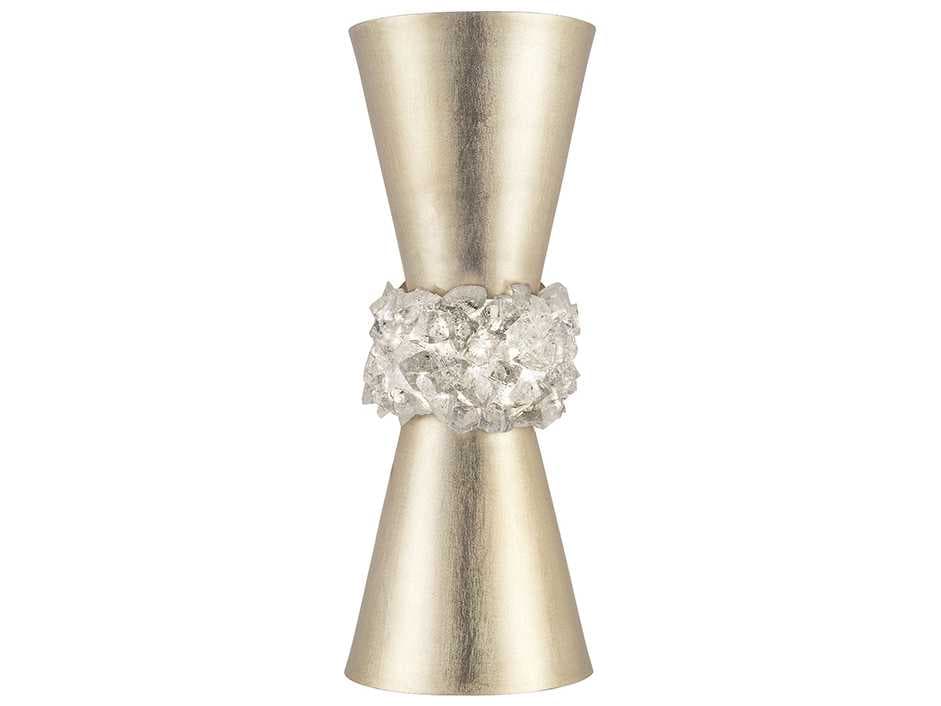 Fine Art Handcrafted Lighting Arctic Halo Champagne Tinted Gold Leaf Crystal Glass Wall Sconce