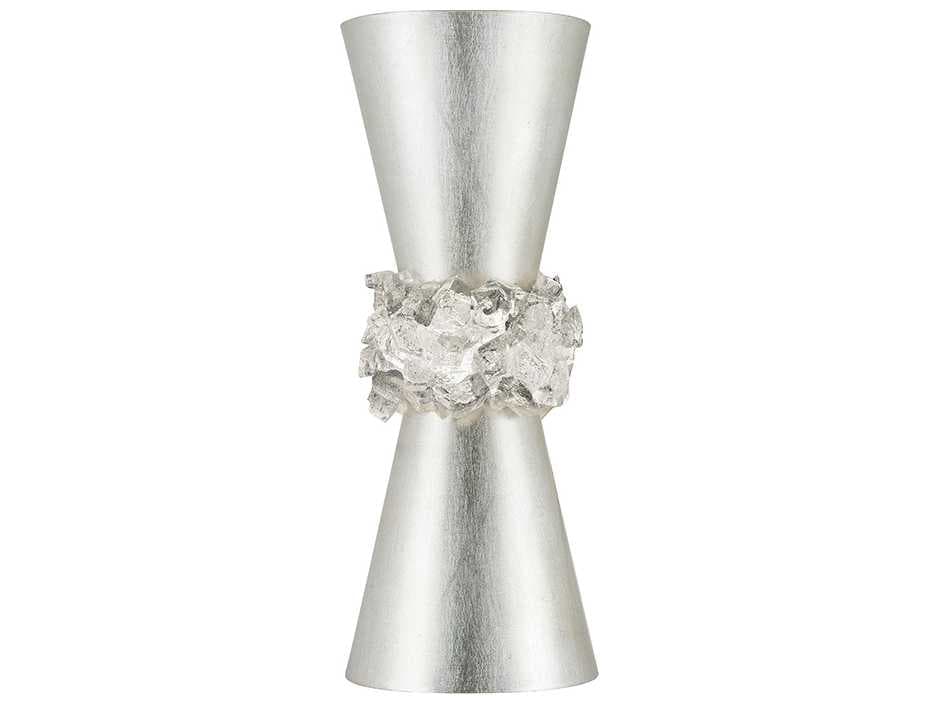 Fine Art Handcrafted Lighting Arctic Halo Platinized Silver Leaf Crystal Glass Wall Sconce