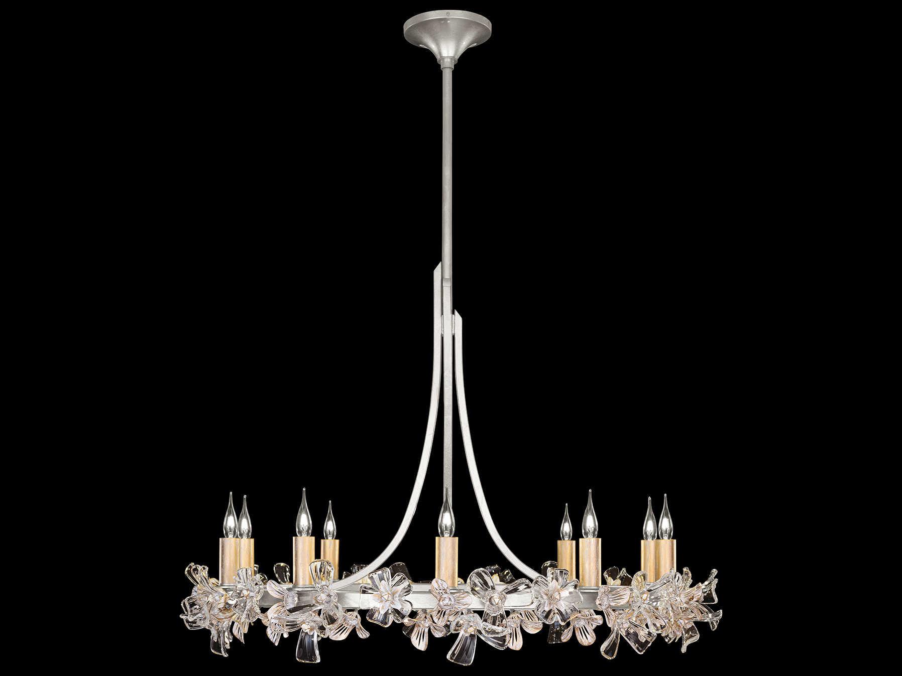 Fine Art Handcrafted Lighting Azu 10-Light Silver Crystal Candelabra Chandelier