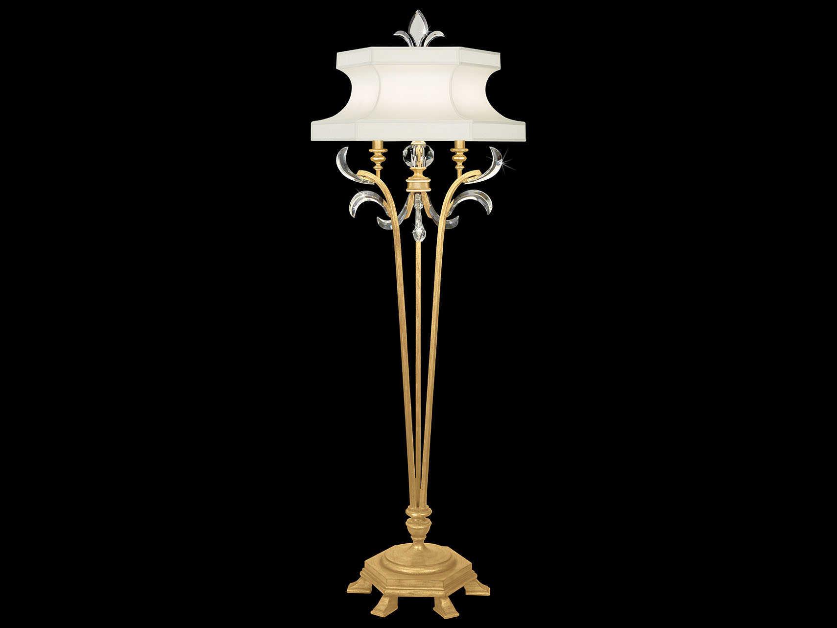 Fine Art Handcrafted Lighting Beveled Arcs Gold Leaf Crystal Floor Lamp