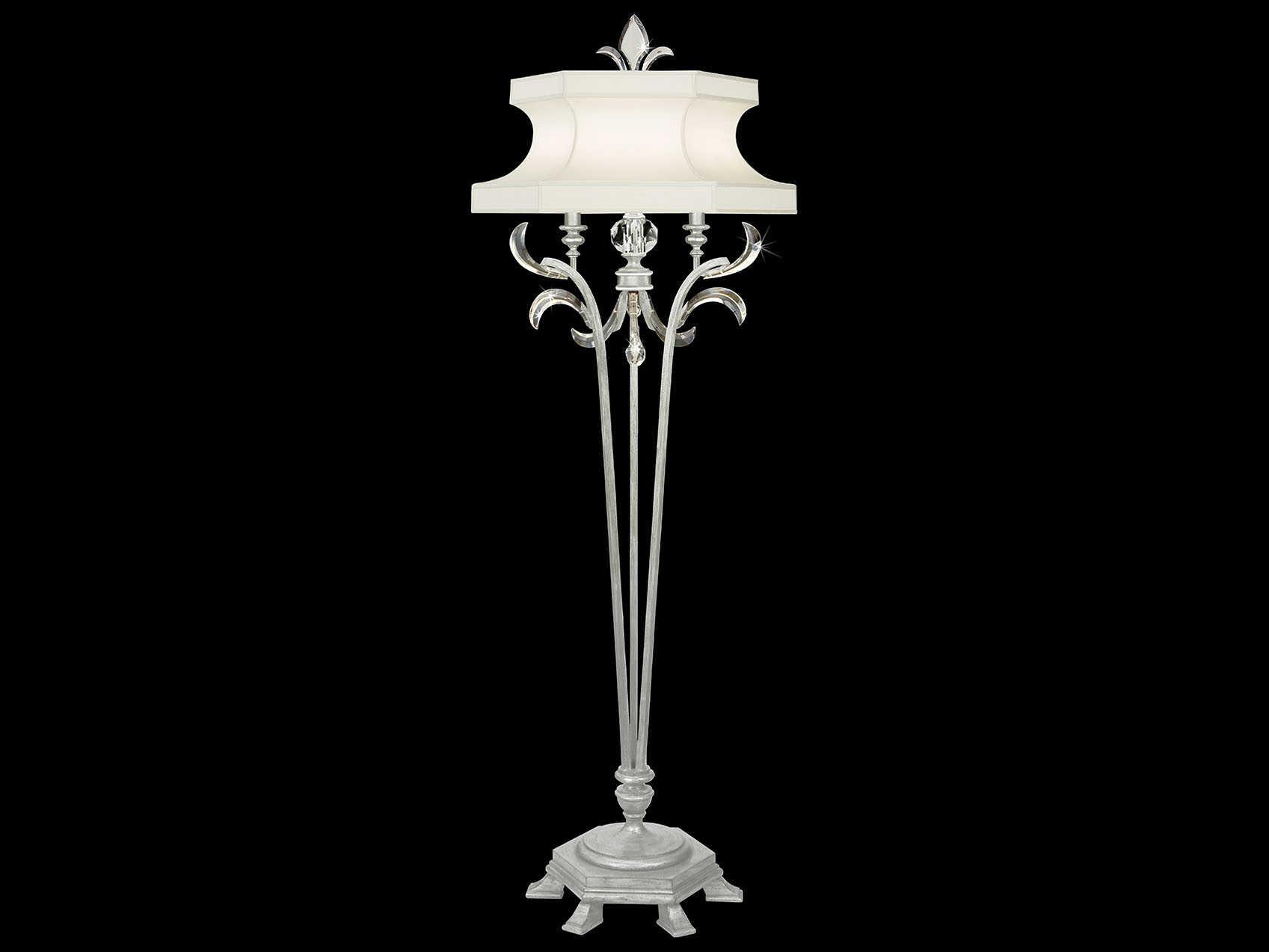 Fine Art Handcrafted Lighting Beveled Arcs Silver Leaf Crystal Floor Lamp