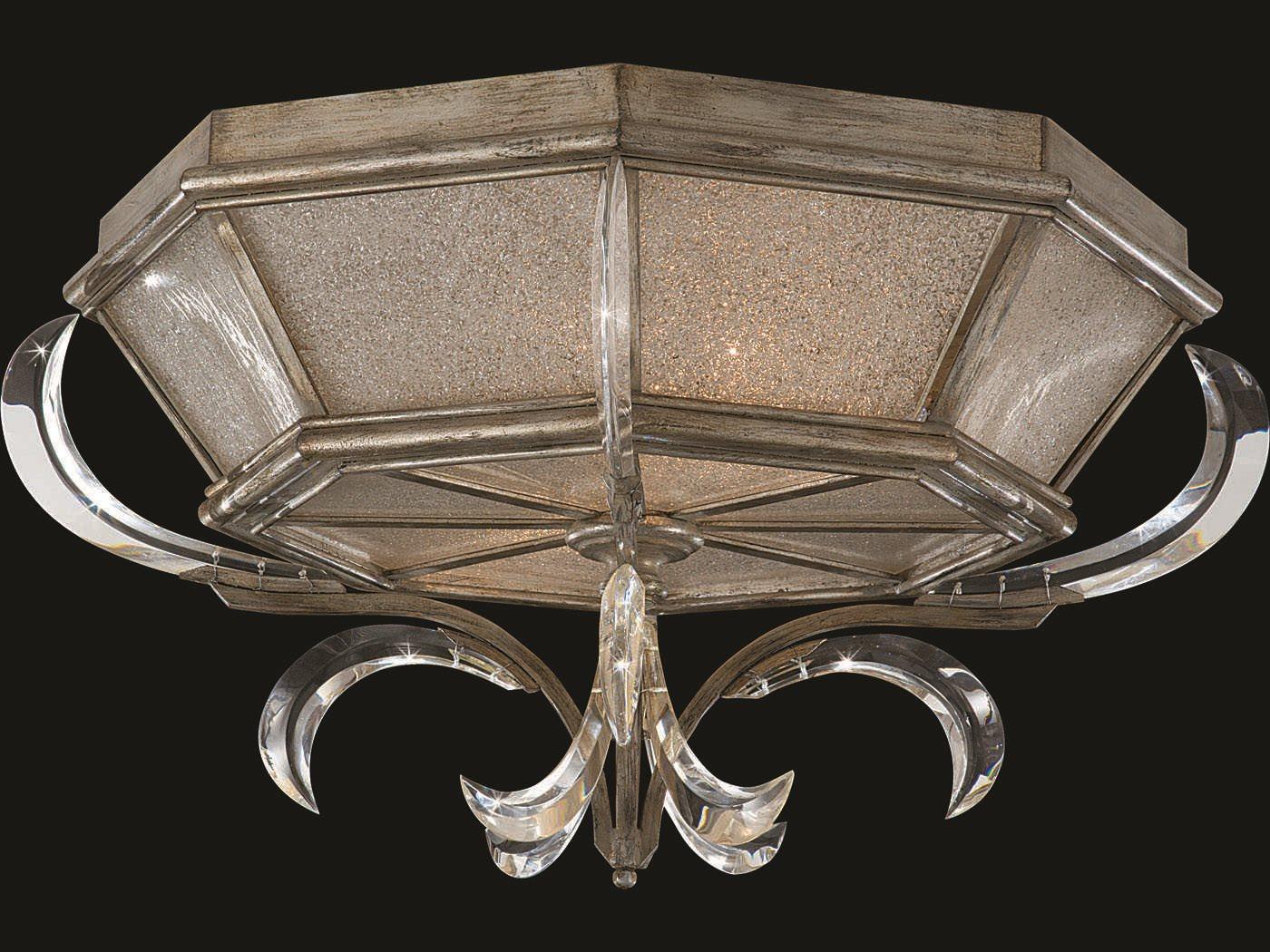 Fine Art Handcrafted Lighting Beveled Arcs Silver Crystal Bowl Flush Mount