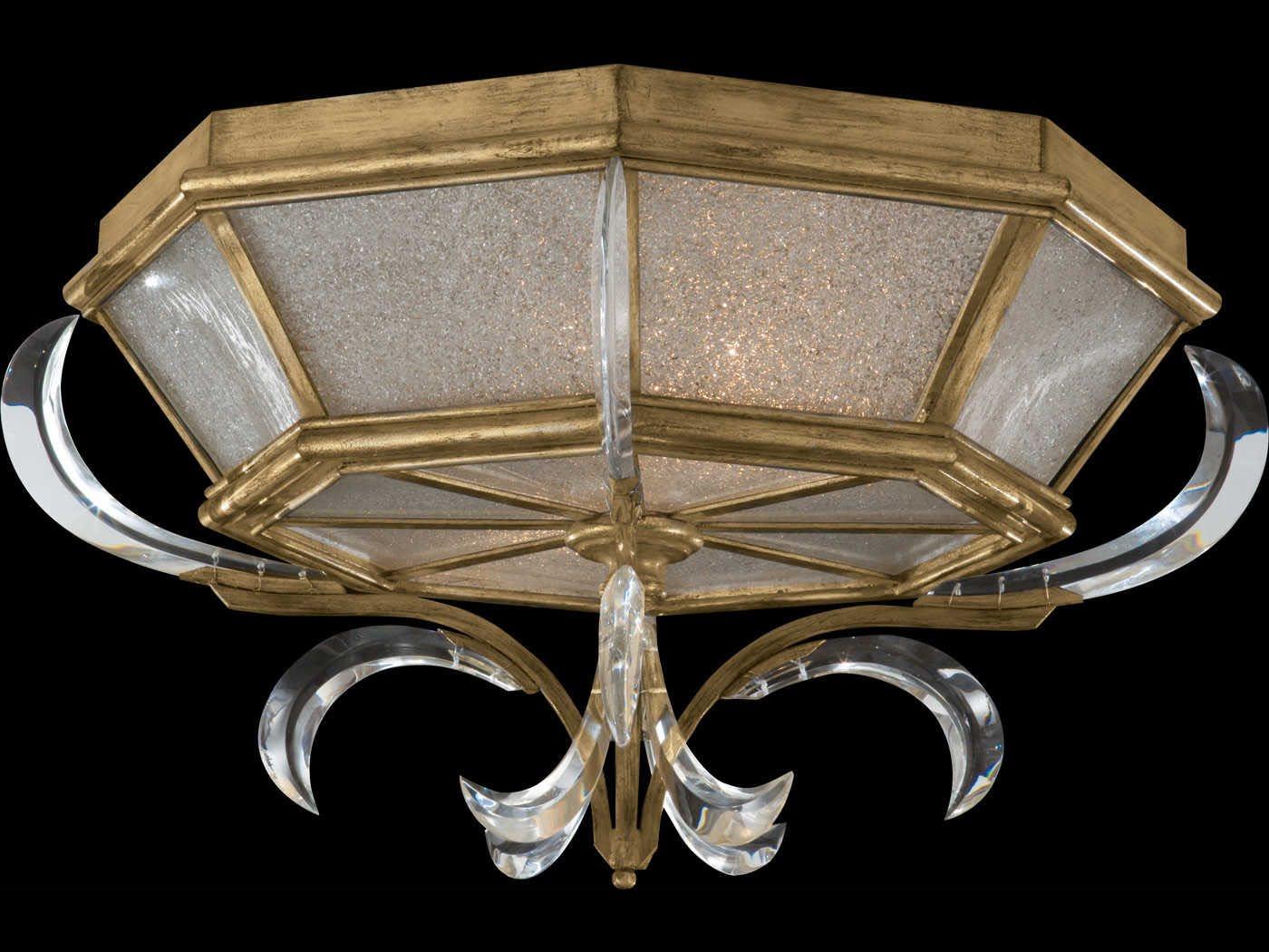 Fine Art Handcrafted Lighting Beveled Arcs Gold Crystal Bowl Flush Mount