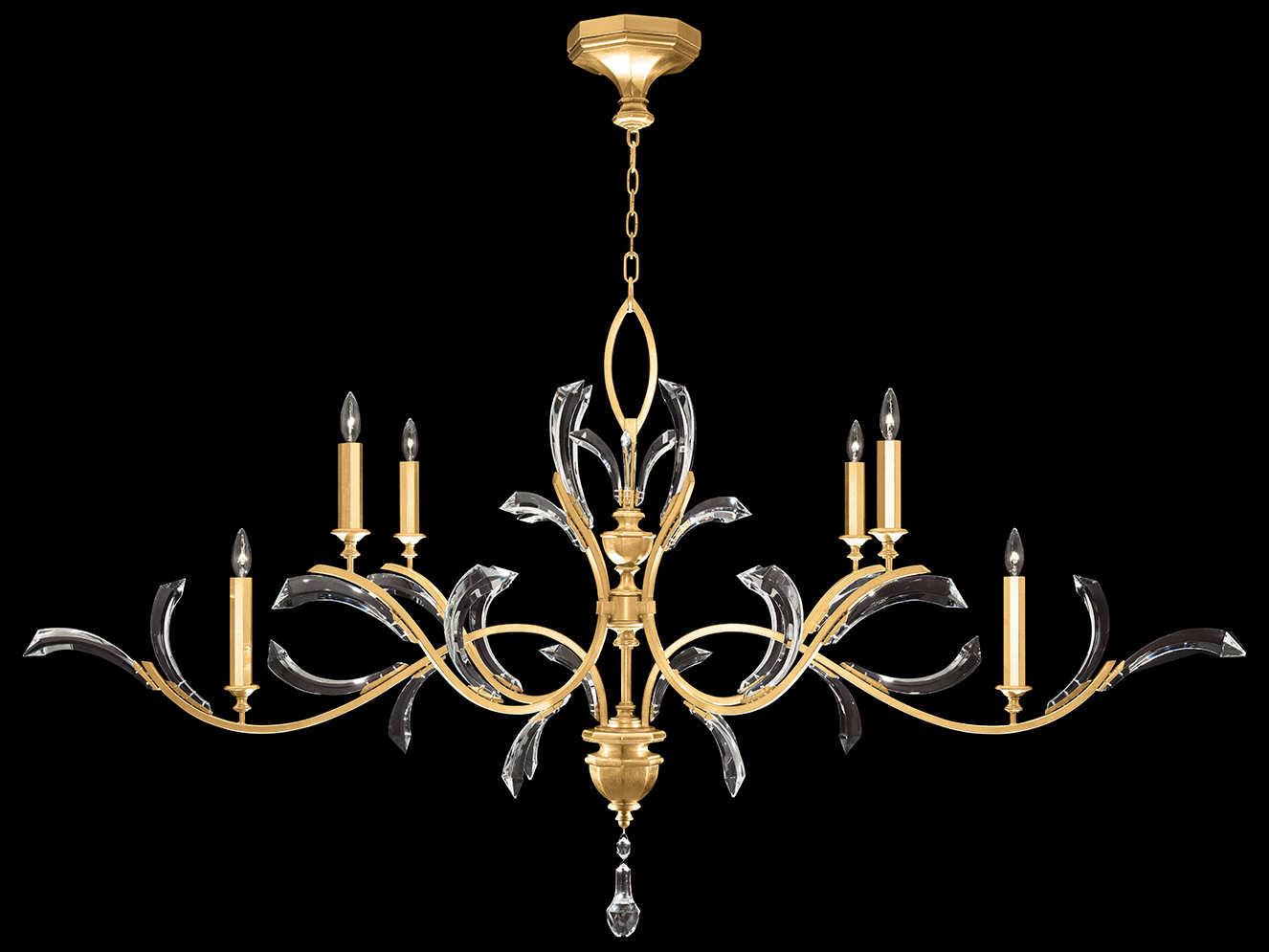 Fine Art Handcrafted Lighting Beveled Arcs 6-Light Gold Leaf Crystal Tiered Island Pendant