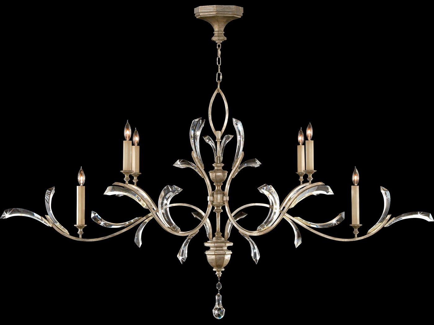 Fine Art Handcrafted Lighting Beveled Arcs 6-Light Silver Crystal Candelabra Tiered Chandelier