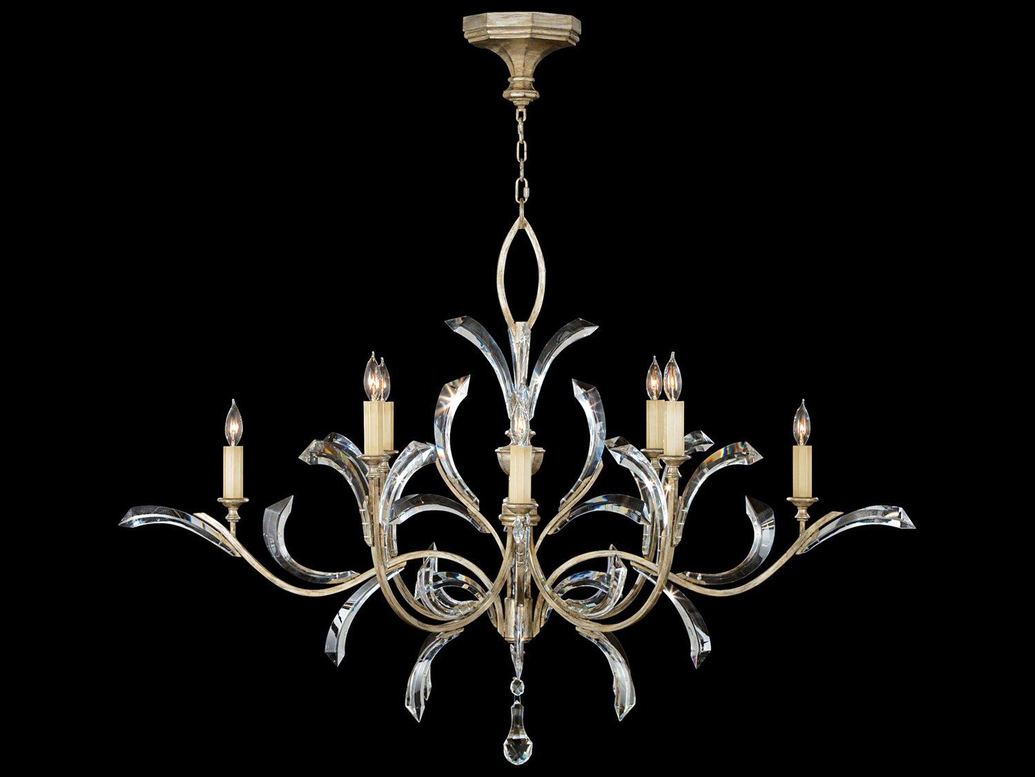 Fine Art Handcrafted Lighting Beveled Arcs 8-Light Silver Crystal Candelabra Chandelier