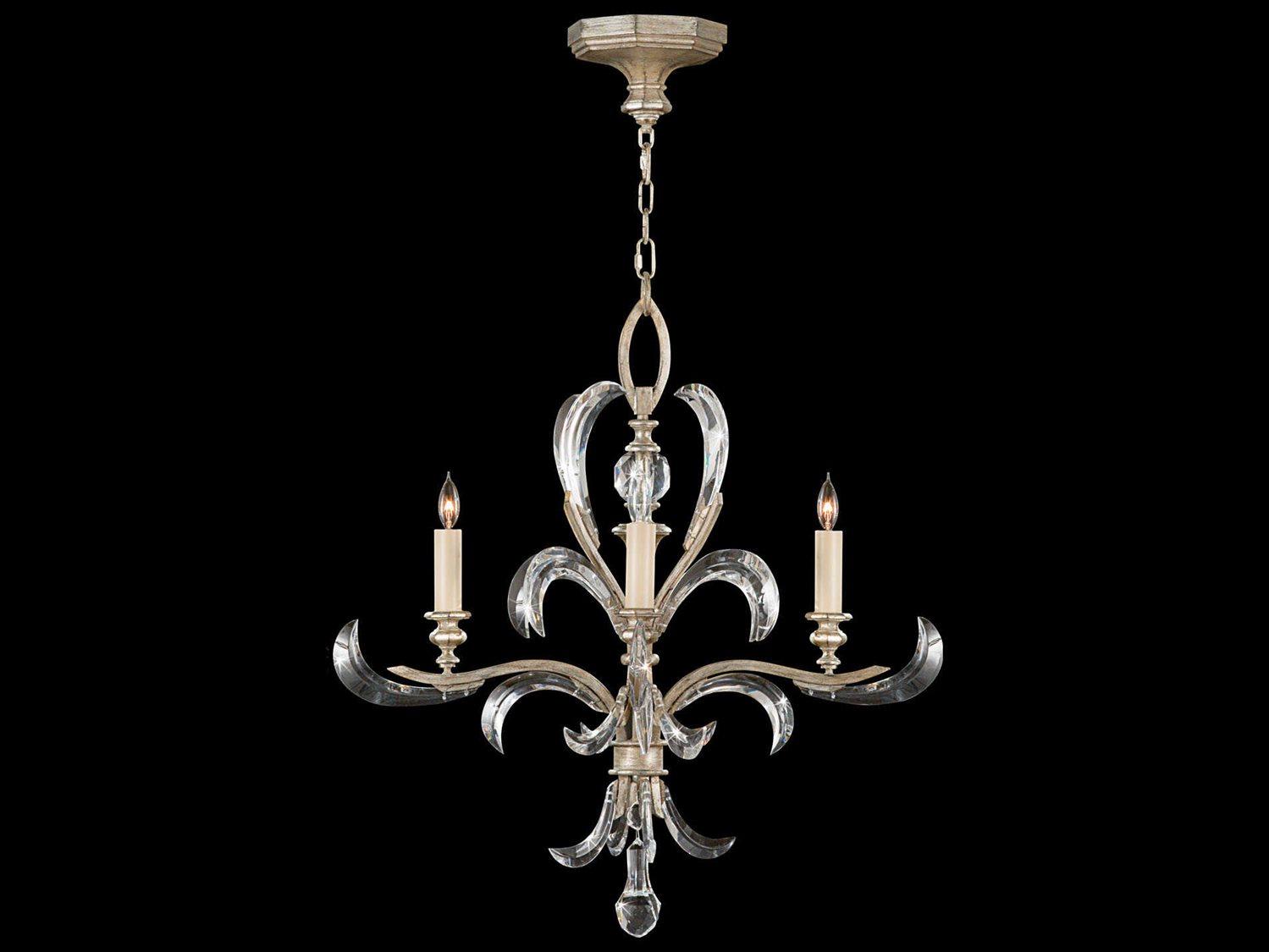 Fine Art Handcrafted Lighting Beveled Arcs 4-Light Silver Crystal Candelabra Chandelier
