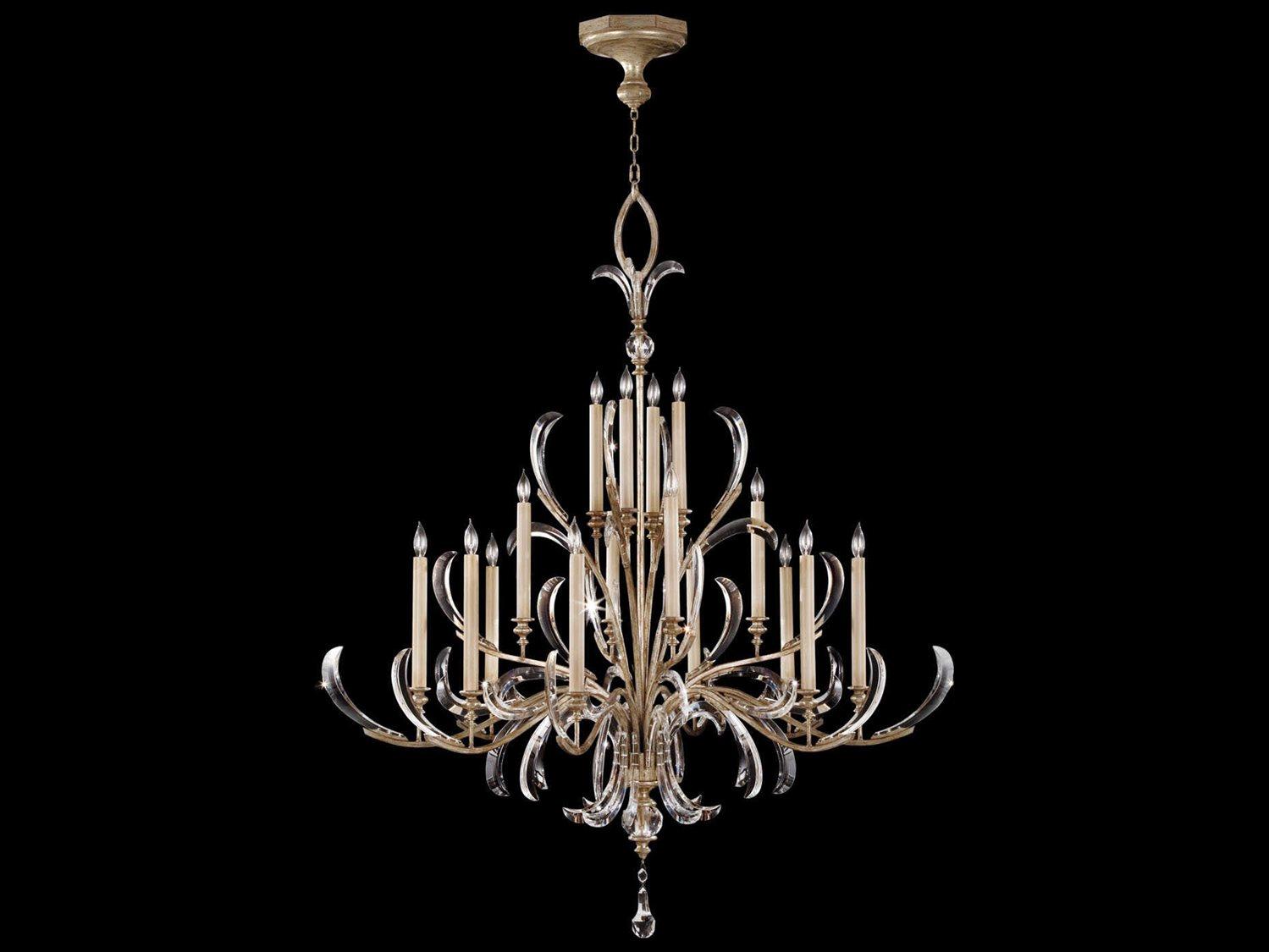 Fine Art Handcrafted Lighting Beveled Arcs 16-Light Silver Crystal Candelabra Chandelier