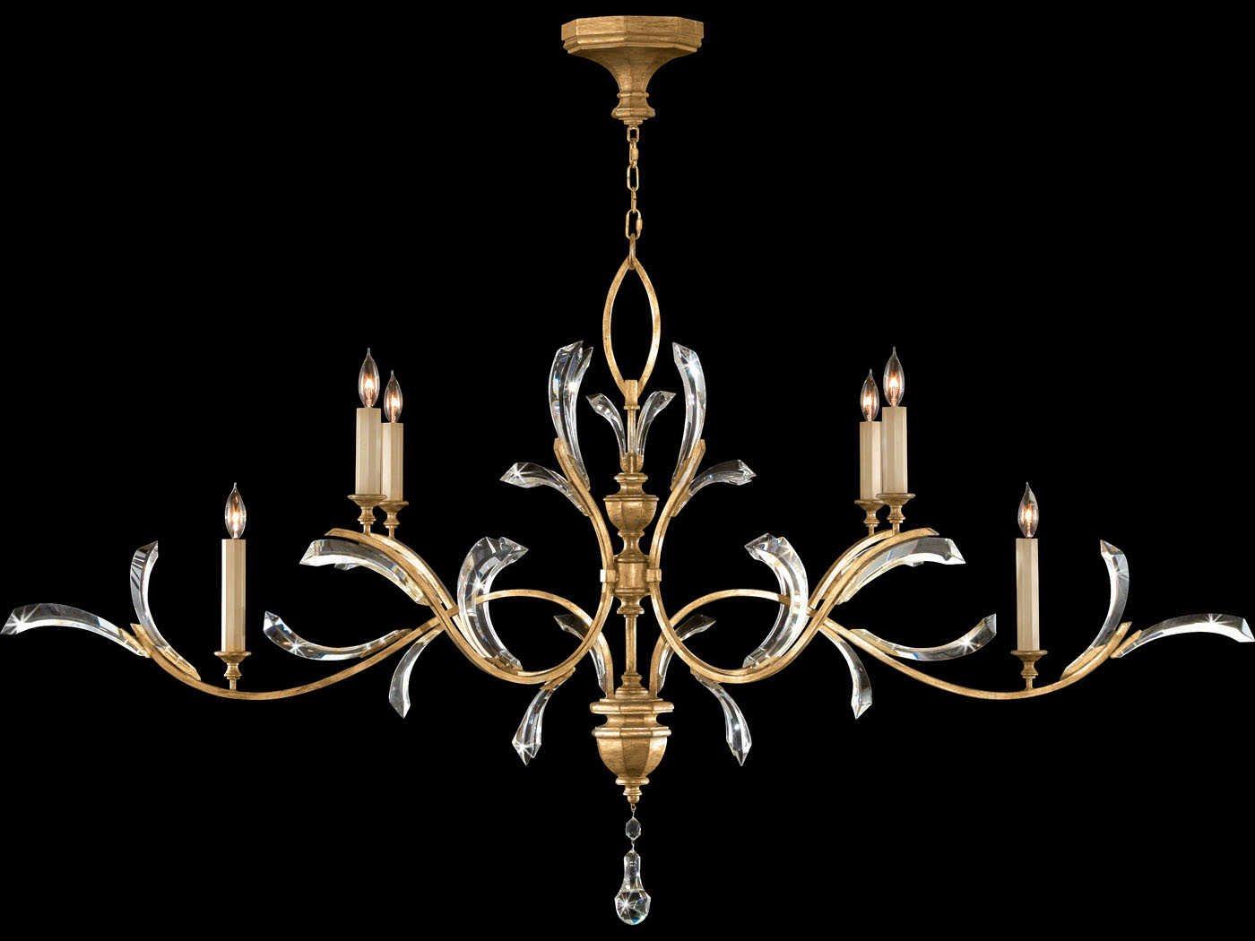 Fine Art Handcrafted Lighting Beveled Arcs 6-Light Gold Crystal Candelabra Tiered Chandelier