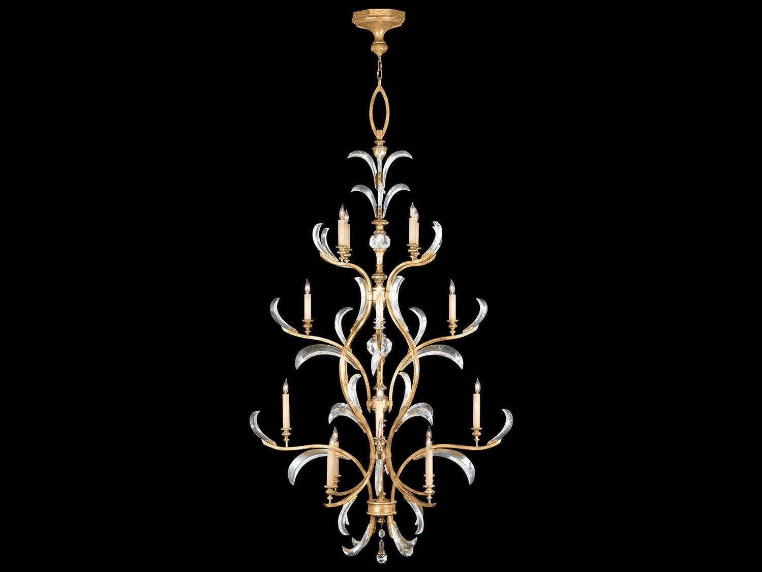 Fine Art Handcrafted Lighting Beveled Arcs 16-Light Gold Crystal Candelabra Chandelier