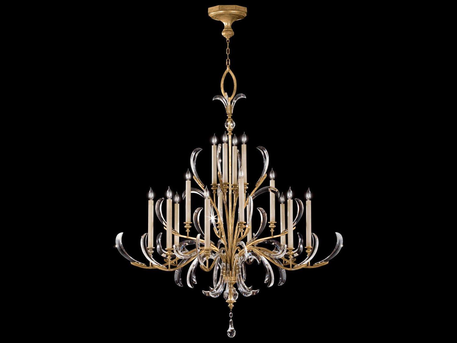 Fine Art Handcrafted Lighting Beveled Arcs 16-Light Gold Crystal Candelabra Tiered Chandelier