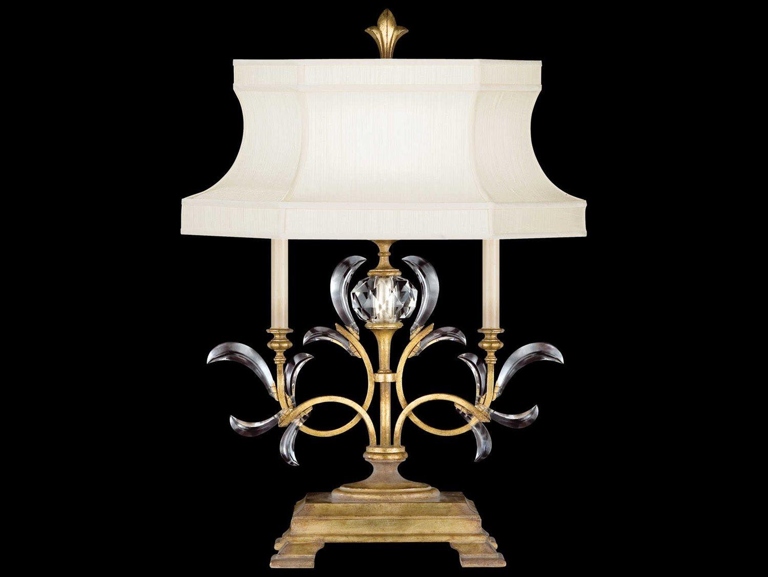 Fine Art Handcrafted Lighting Beveled Arcs Gold Crystal Table Lamp