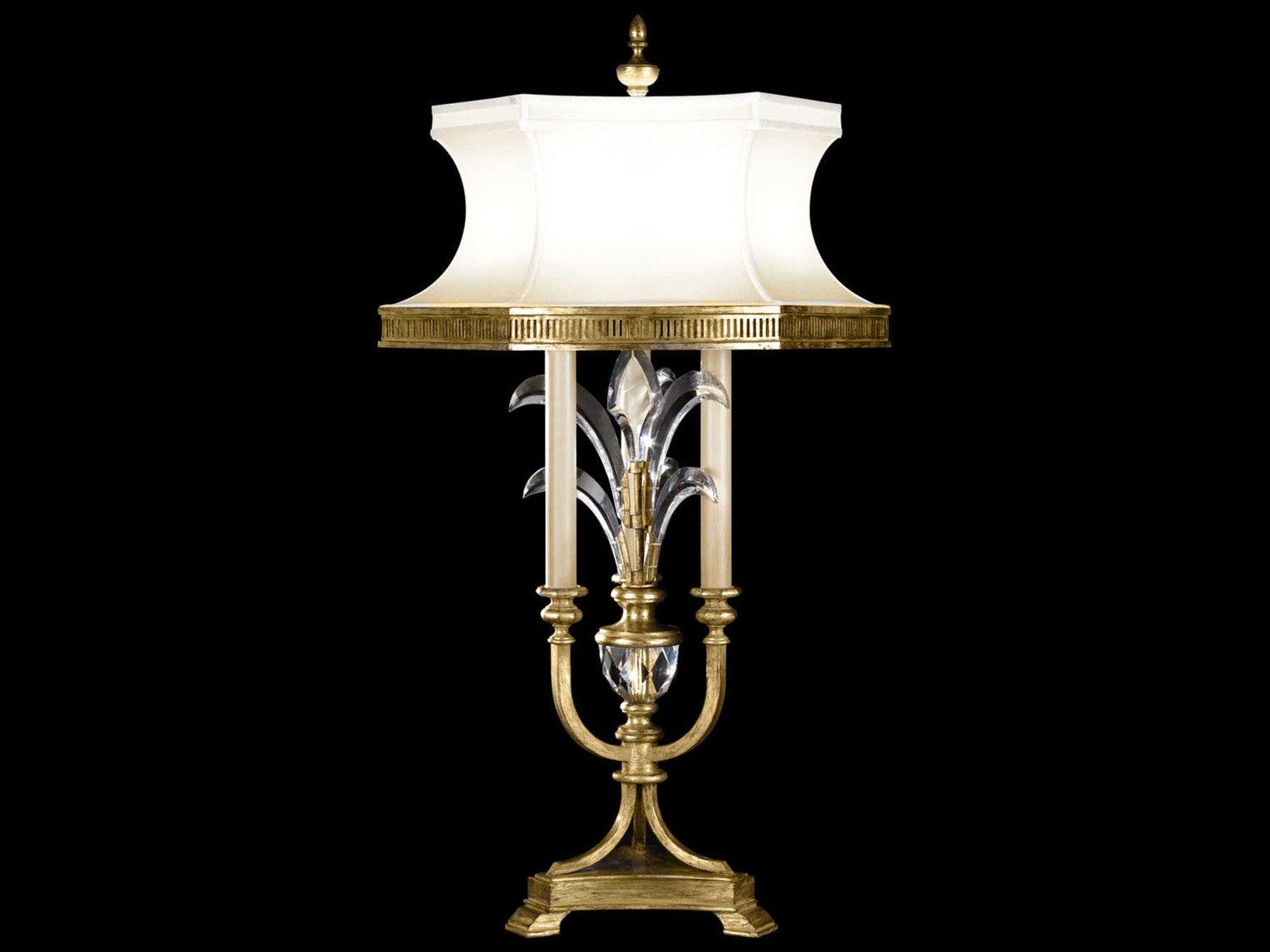 Fine Art Handcrafted Lighting Beveled Arcs Gold Crystal Table Lamp