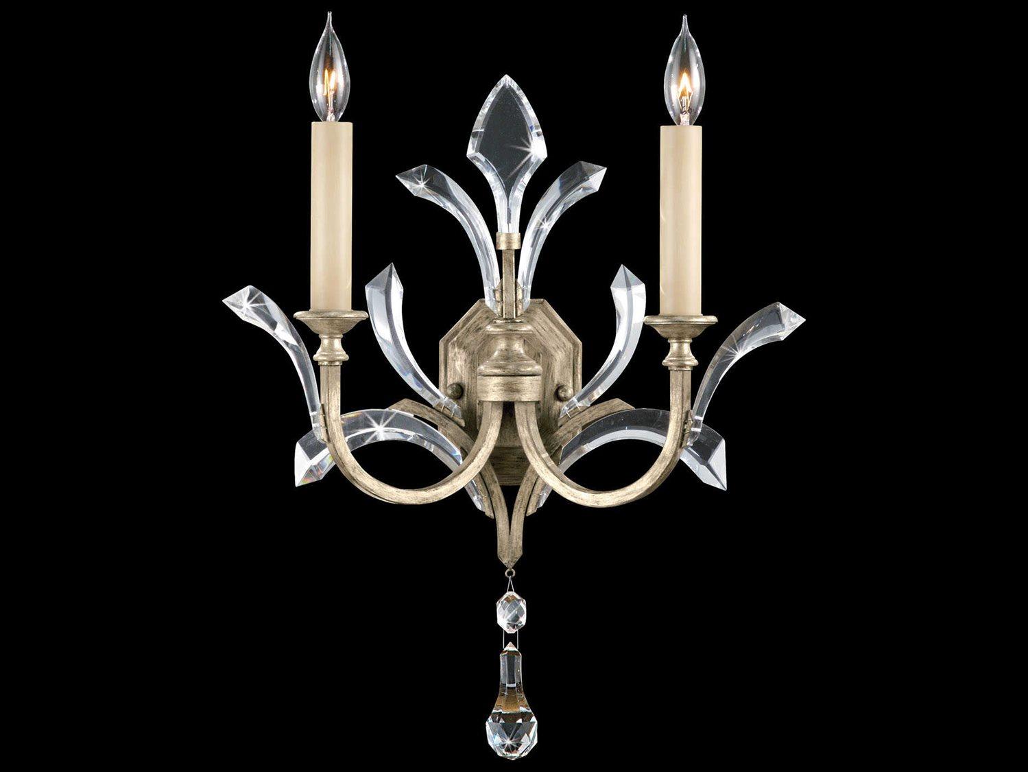 Fine Art Handcrafted Lighting Beveled Arcs Silver Crystal Wall Sconce