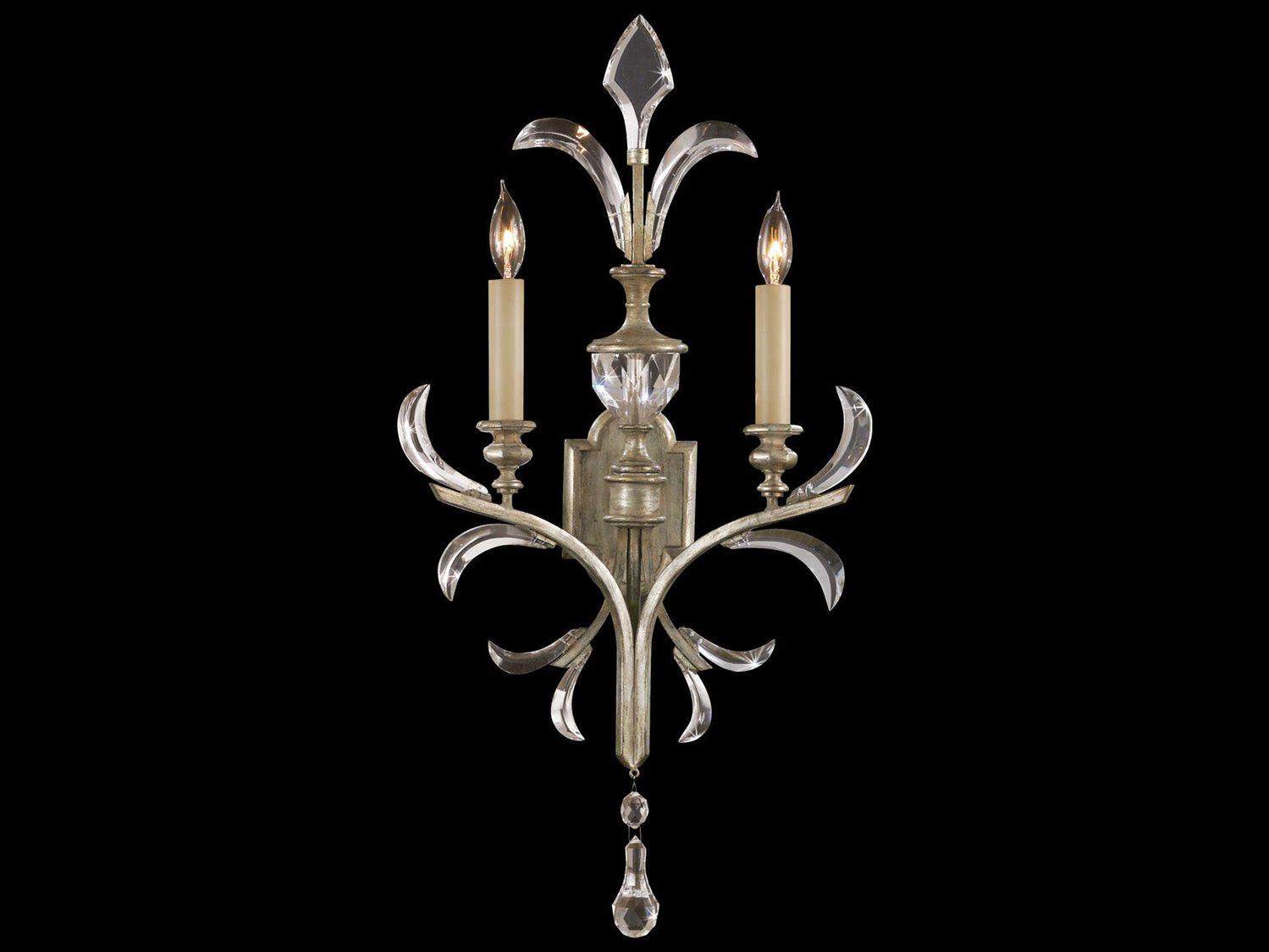 Fine Art Handcrafted Lighting Beveled Arcs Silver Crystal Wall Sconce