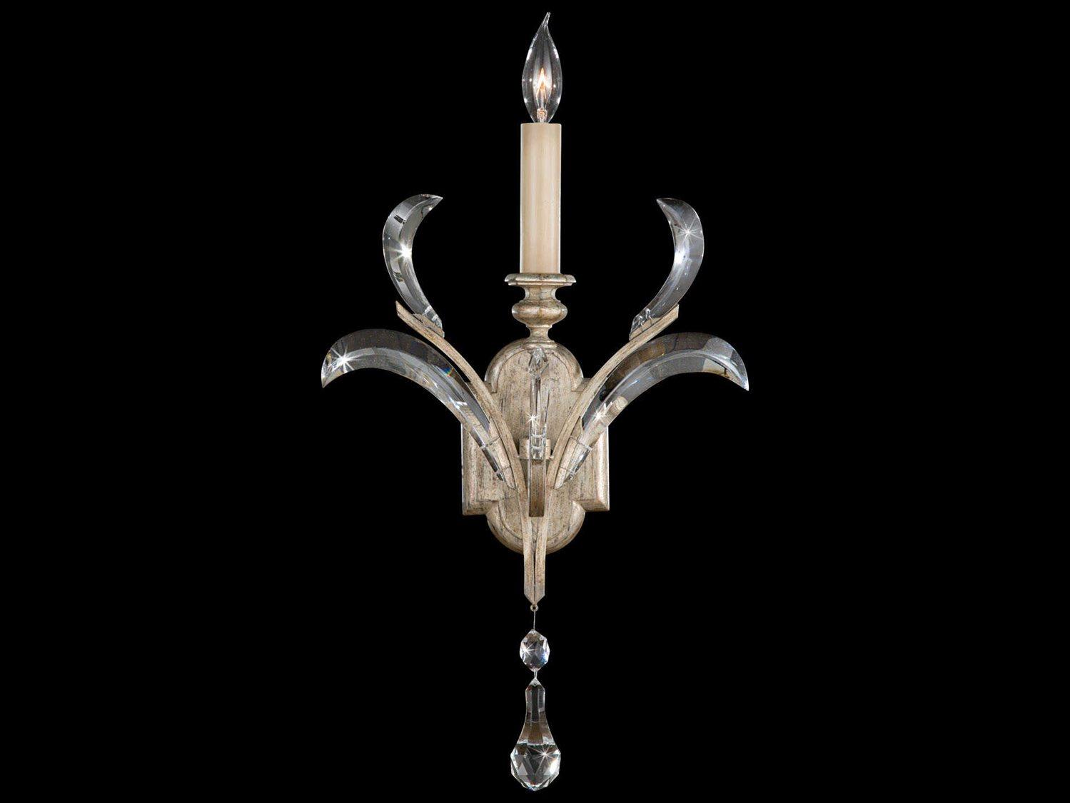 Fine Art Handcrafted Lighting Beveled Arcs Silver Crystal Wall Sconce