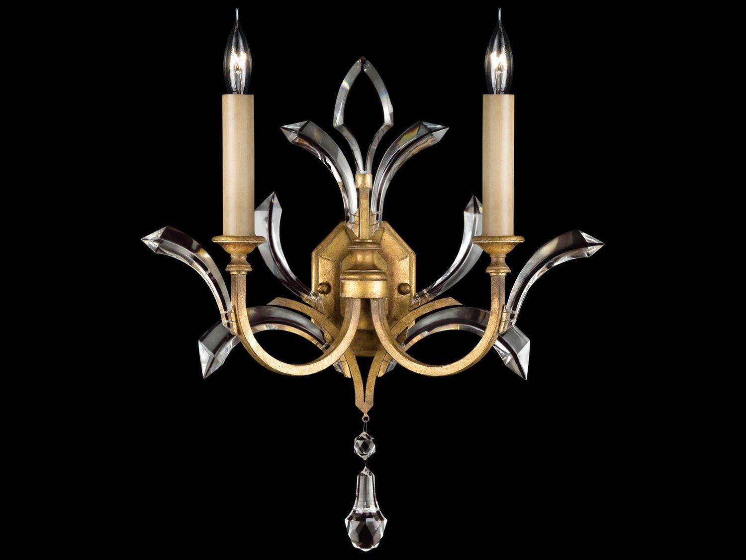 Fine Art Handcrafted Lighting Beveled Arcs Gold Crystal Wall Sconce