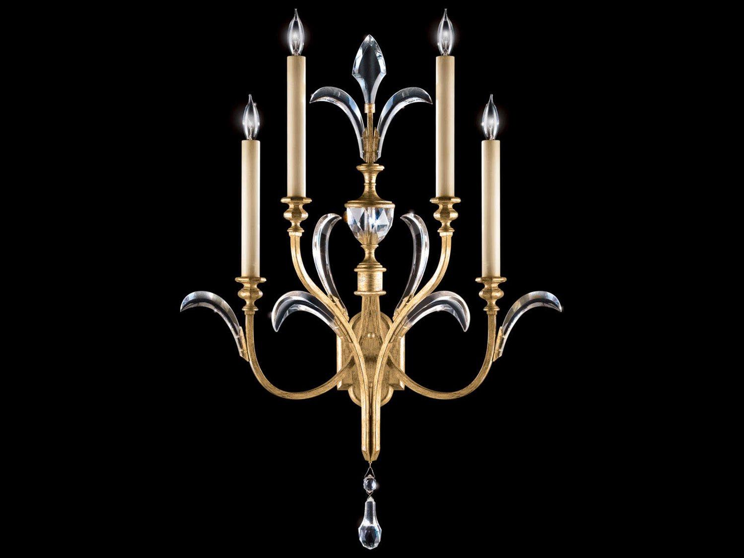 Fine Art Handcrafted Lighting Beveled Arcs Gold Crystal Wall Sconce