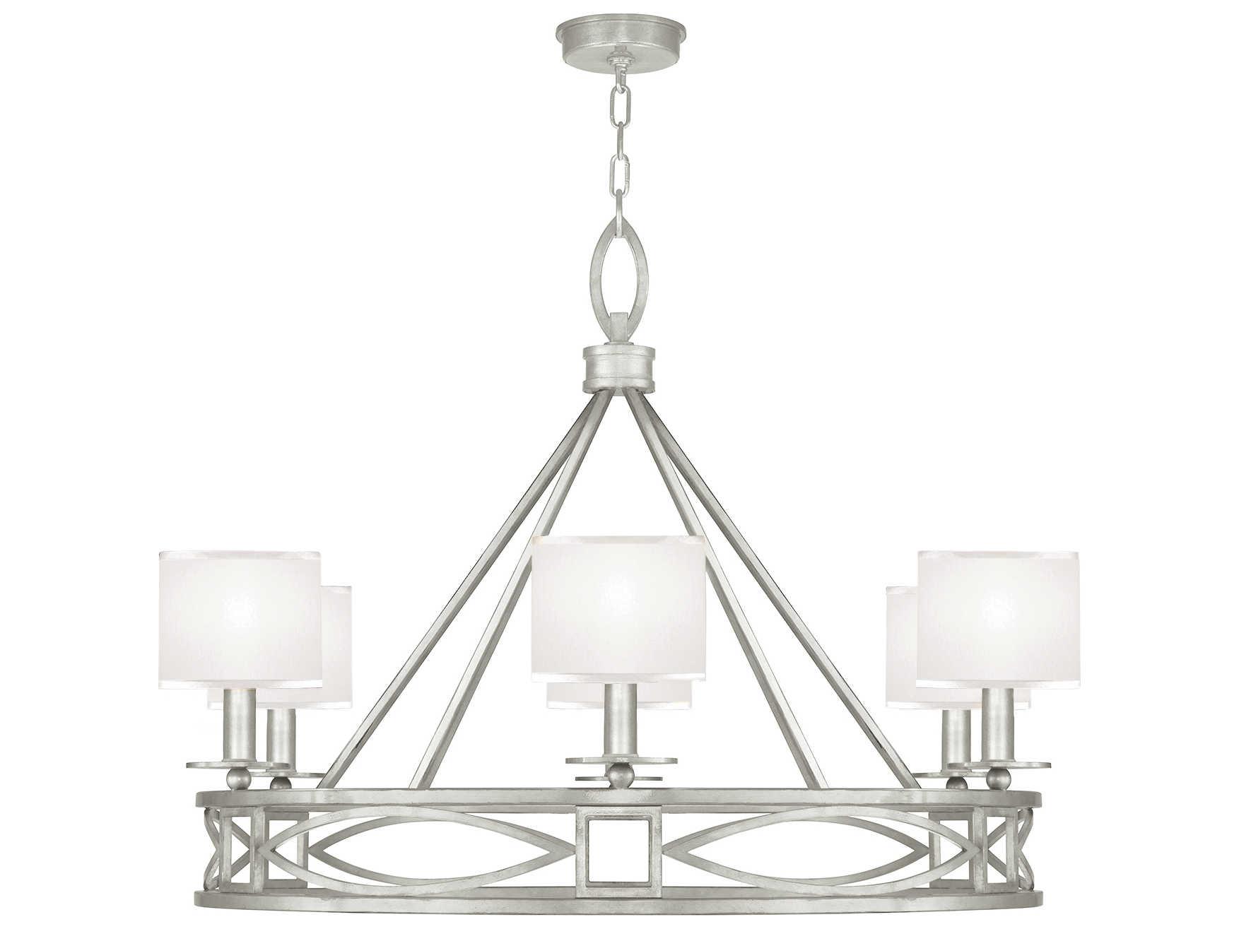 Fine Art Handcrafted Lighting Cienfuegos 6-Light Silver Leaf Candelabra Empire Chandelier