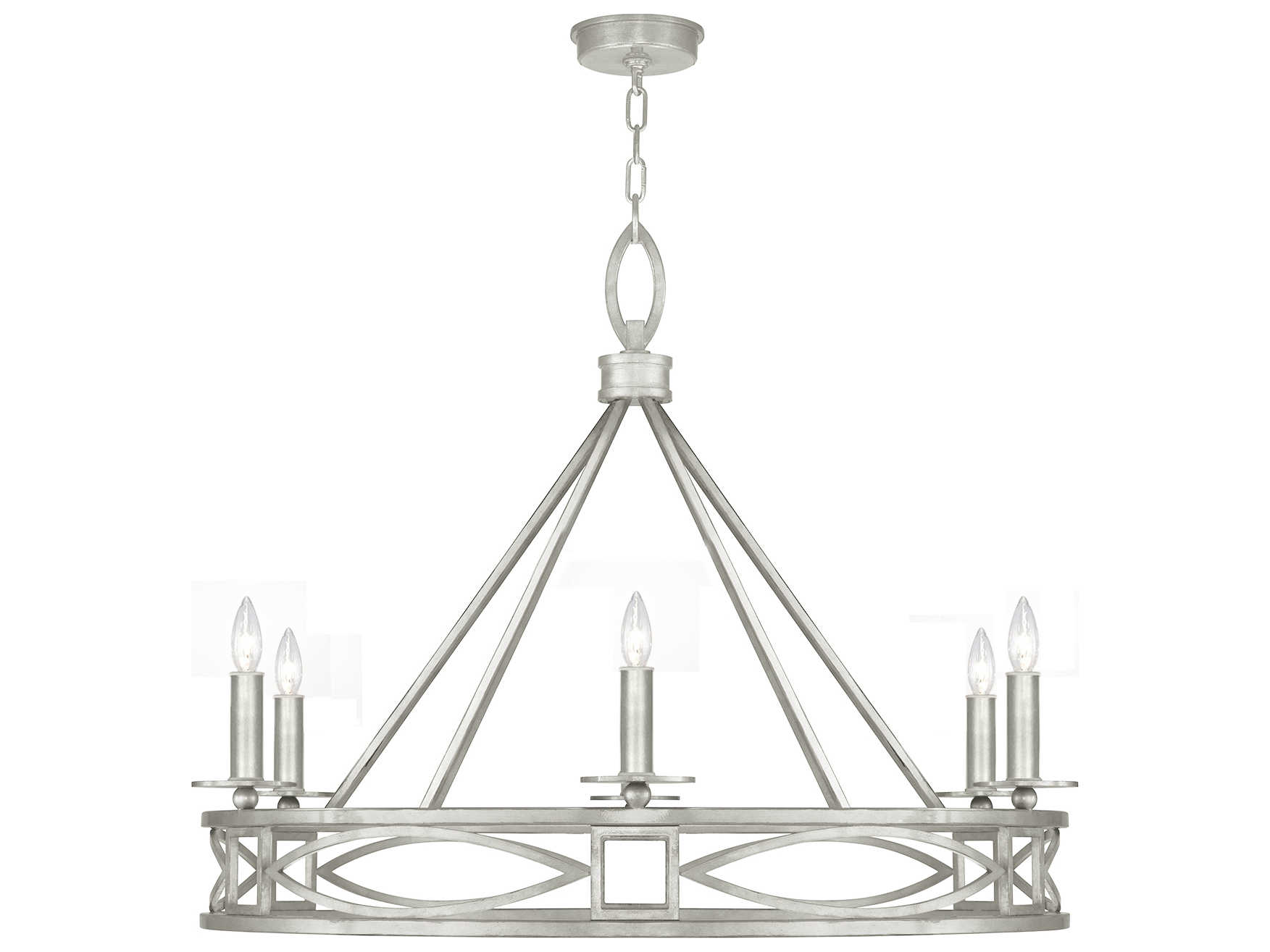Fine Art Handcrafted Lighting Cienfuegos 6-Light Silver Leaf Candelabra Chandelier