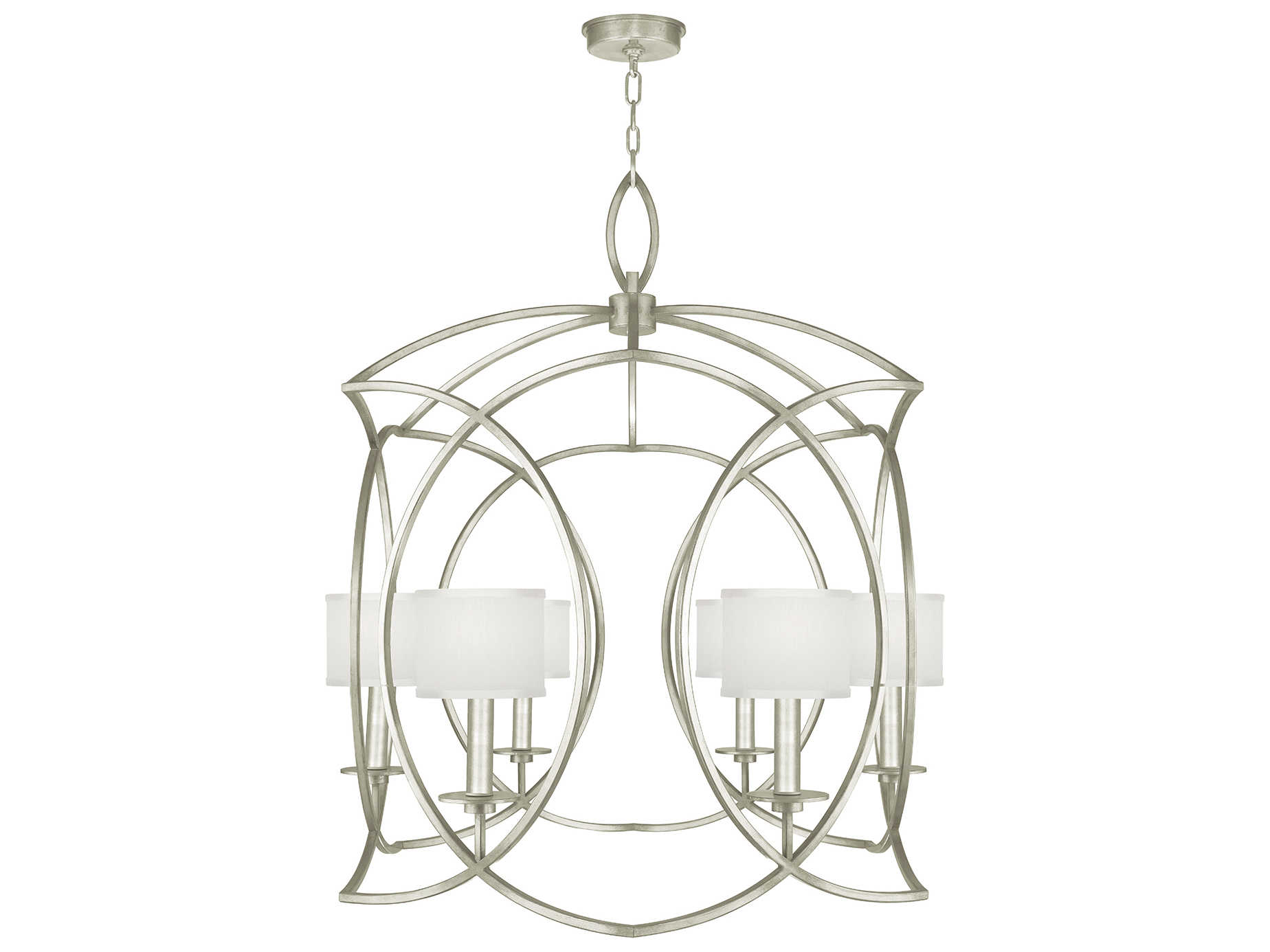 Fine Art Handcrafted Lighting Cienfuegos 6-Light Silver Leaf Candelabra Chandelier