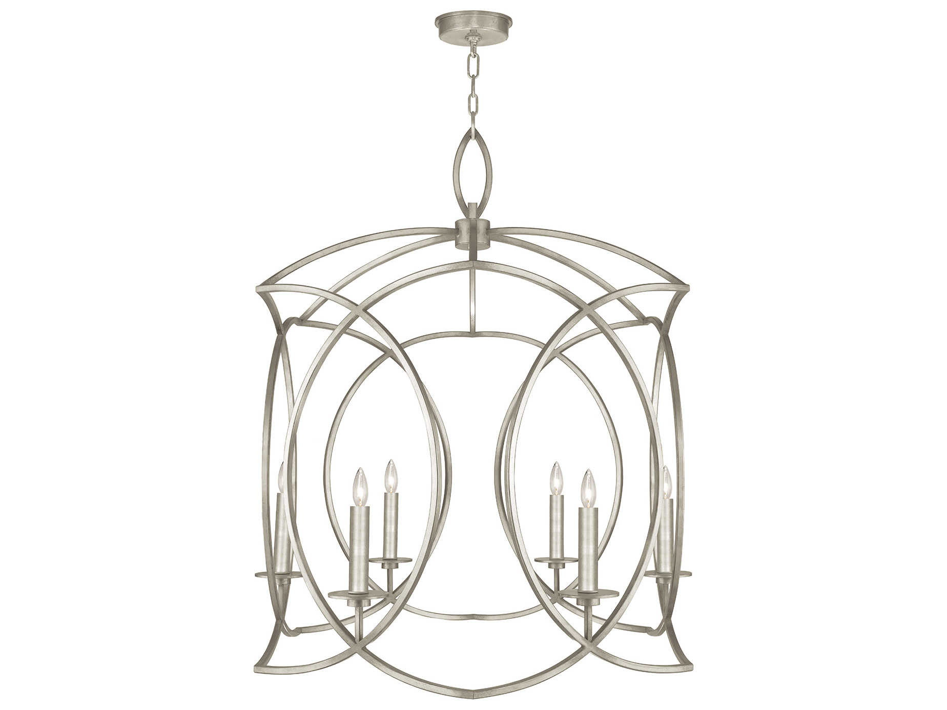 Fine Art Handcrafted Lighting Cienfuegos 6-Light Silver Leaf Candelabra Chandelier
