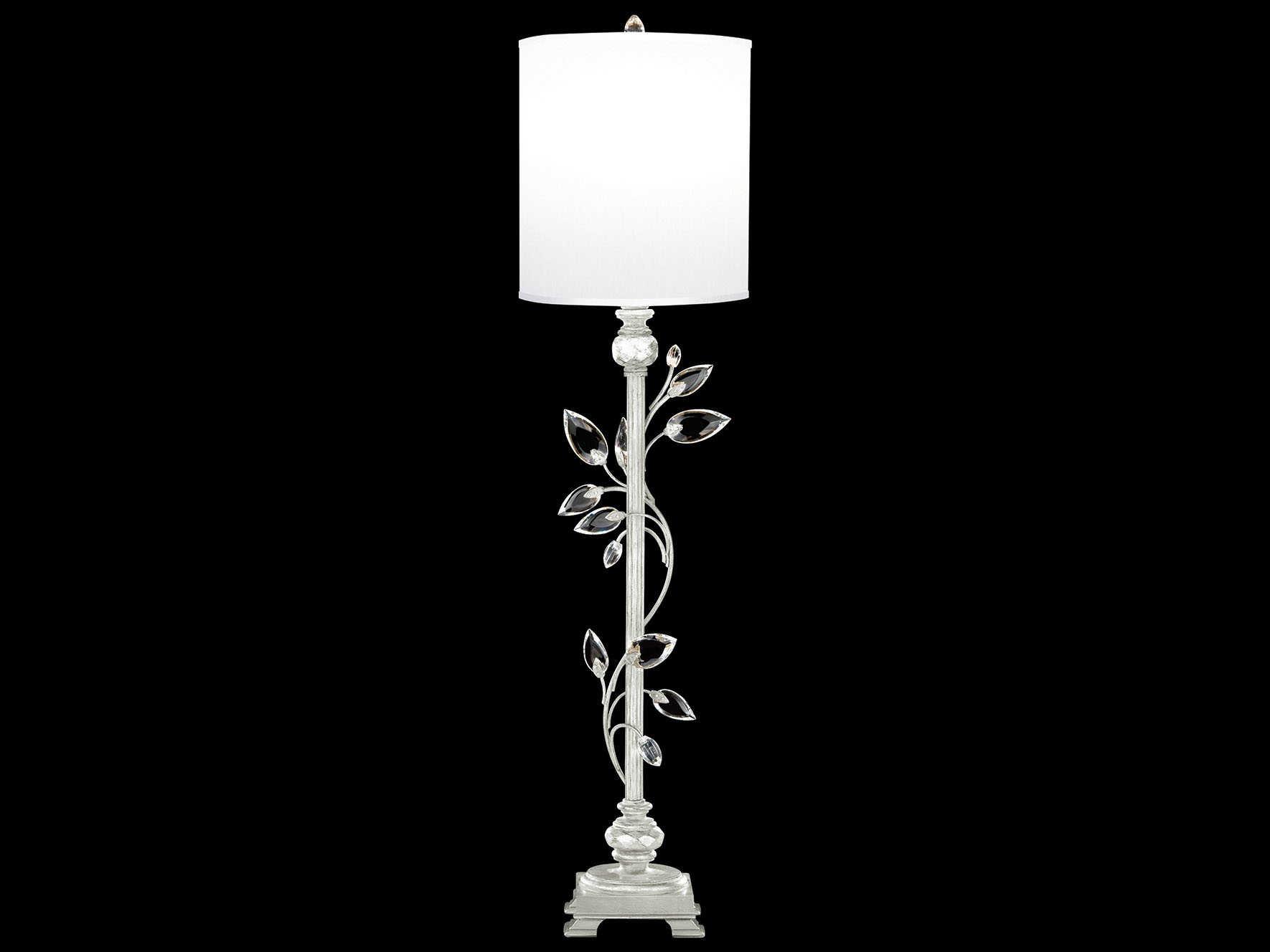 Fine Art Handcrafted Lighting Crystal Laurel Silver Leaf Buffet Lamp