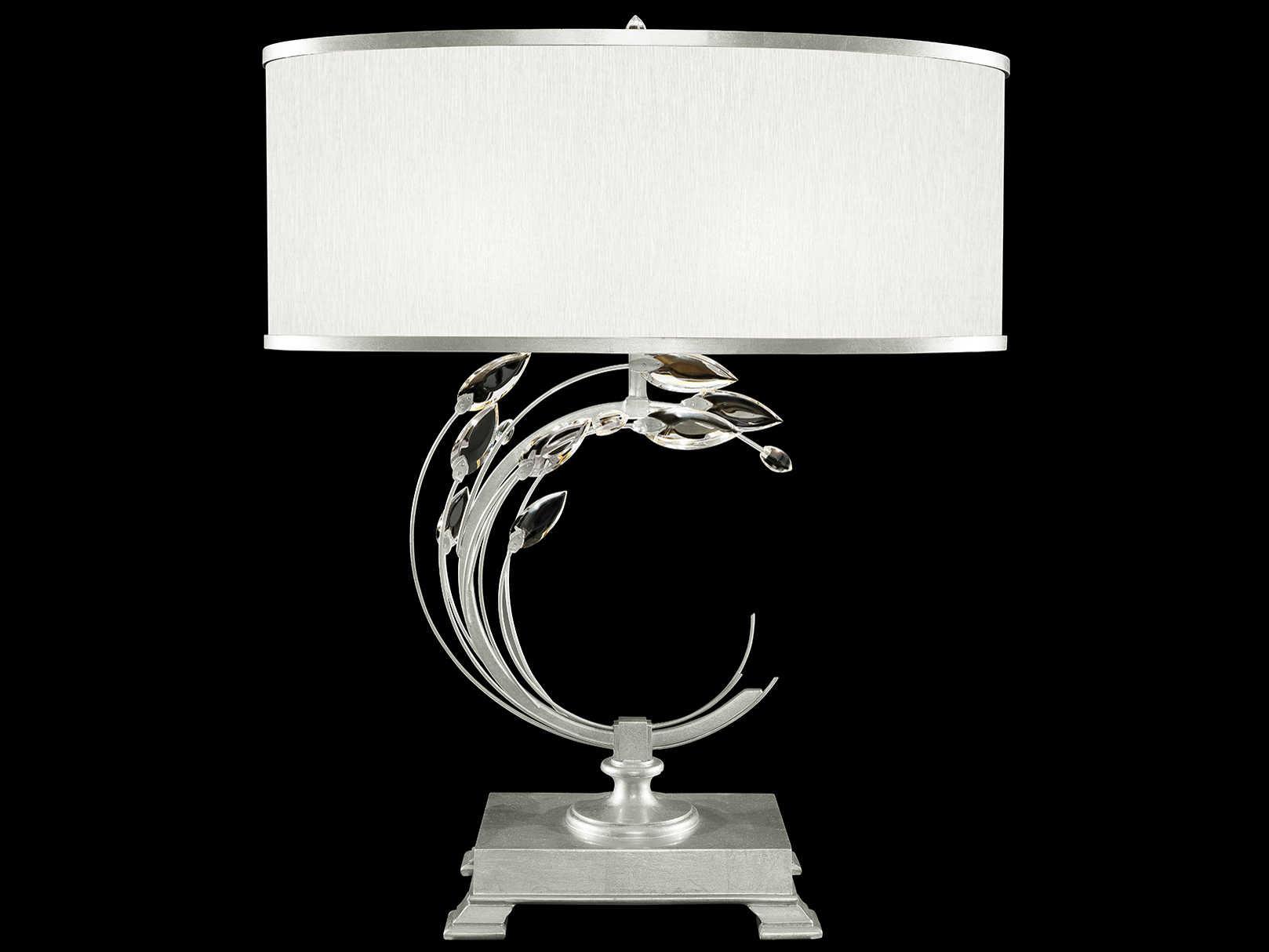 Fine Art Handcrafted Lighting Crystal Laurel Silver Leaf Buffet Lamp