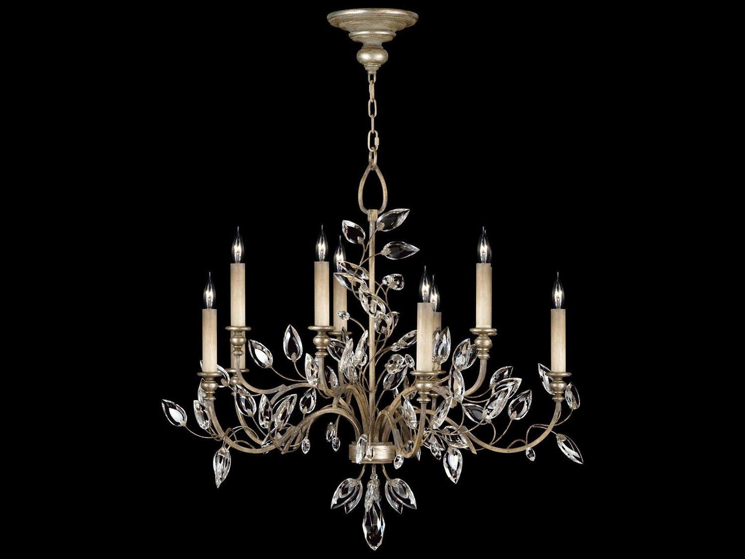 Fine Art Handcrafted Lighting Crystal Laurel 10-Light Silver Candelabra Chandelier